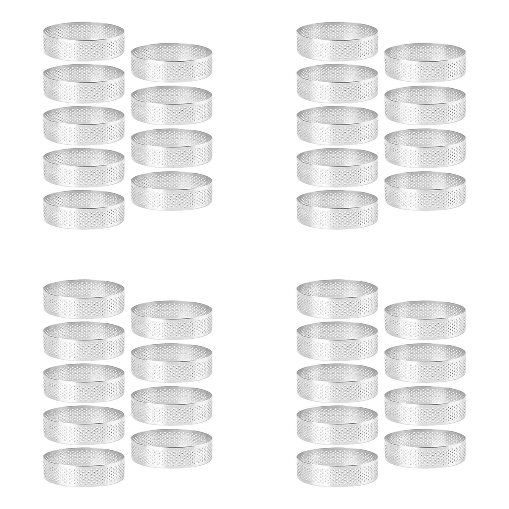 Hndhbfgrt 36 Pack Round Tart Ring, Mousse Rings, Stainless Steel Heat- Perforated Mousse Rings, Metal Round Ring Mold