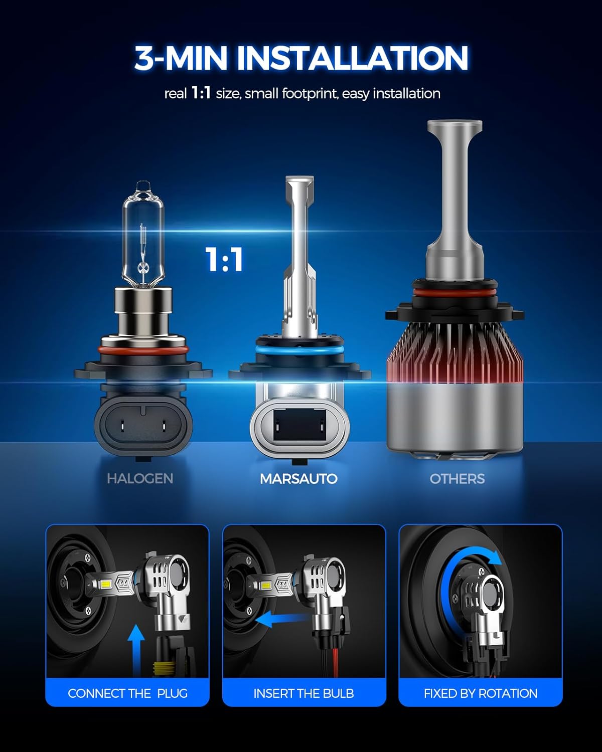 Marsauto - 9012 light bulbs - High Performance Halogen Headlight Bulb, High Beam, Low Beam and Fog Replacement Bulb, Brighter Downroad with Whiter Light (Contains 2 Bulbs)