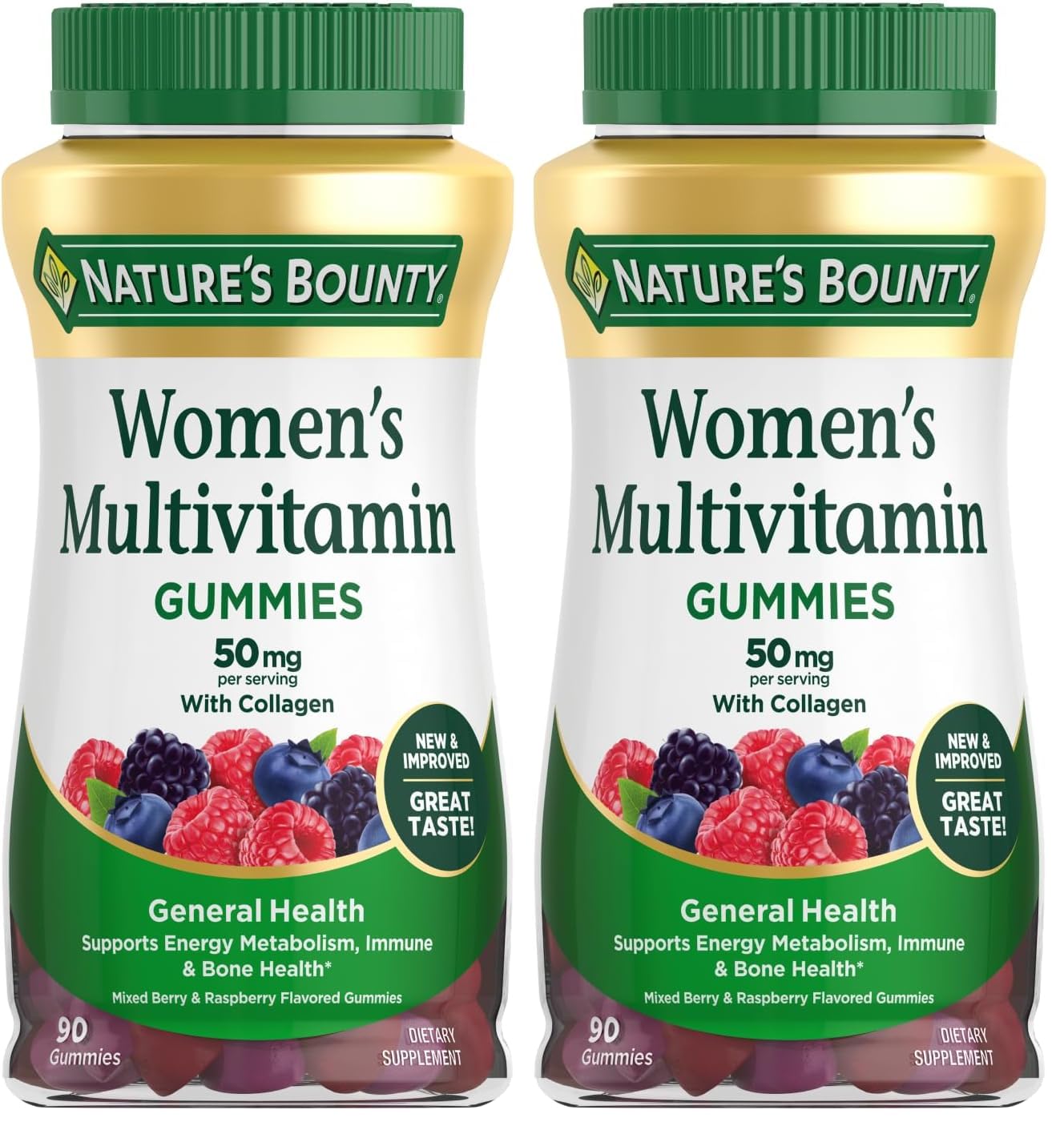 Nature's Bounty Women Multivitamin, Vitamin Supplements for Adults, Fruit Flavored, 90 Gummies (Pack of 2) 90 Count (Pack of 2)