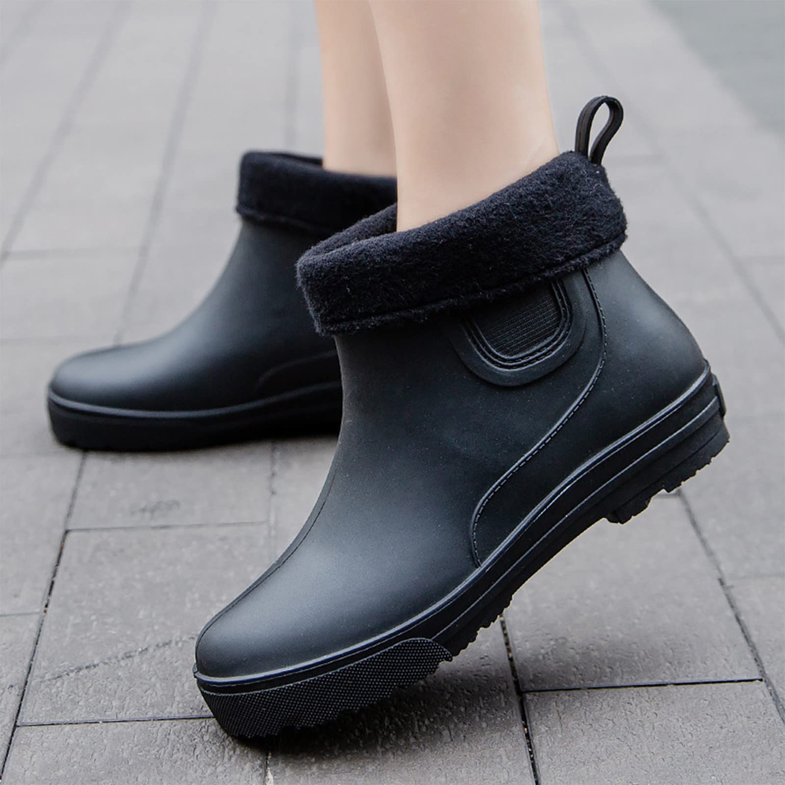 Botas de equitación para mujer con interior de algodón, botas de lluvia para exteriores, zapatos de goma