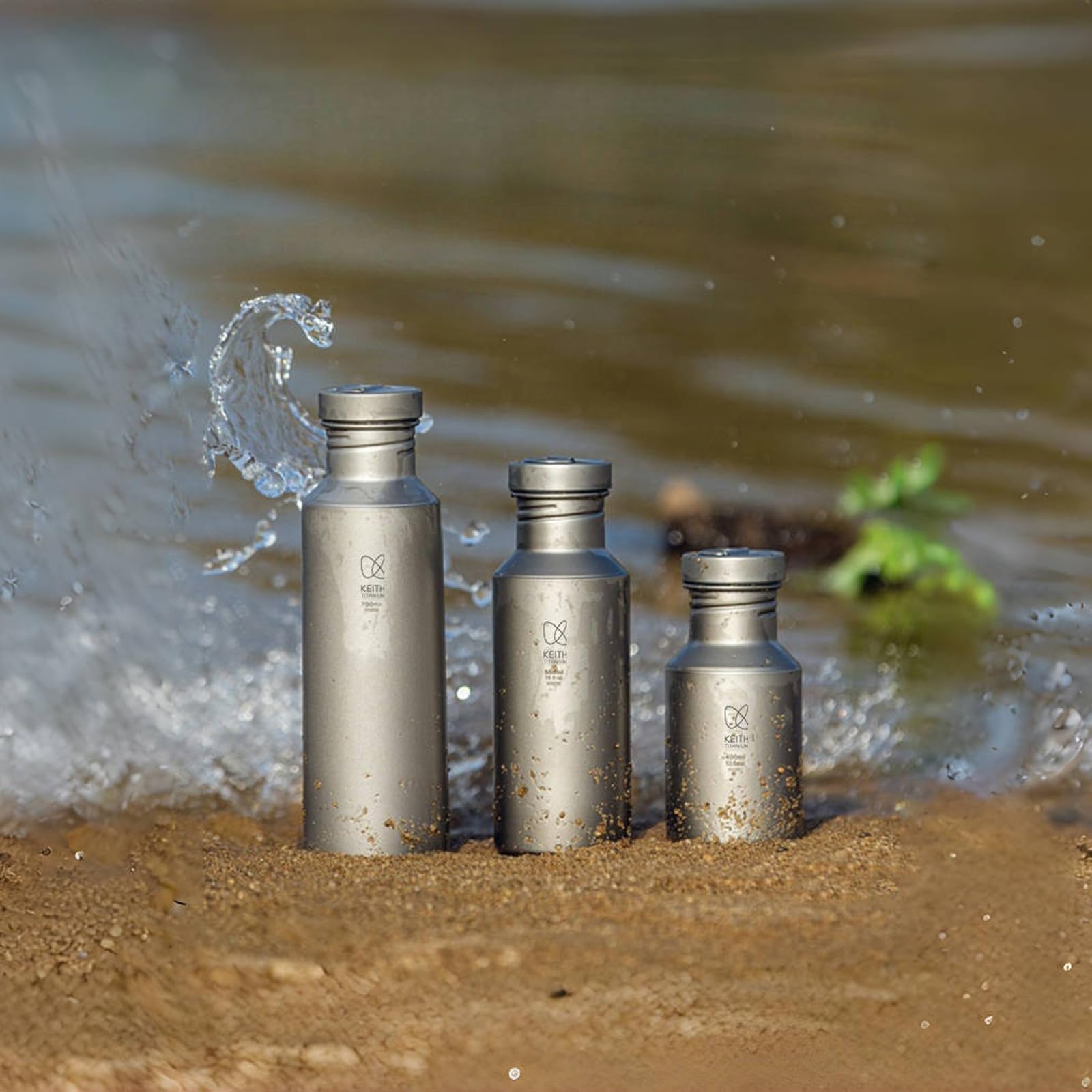 iBasingo Titanium waterfles outdoor camping enkellaagse metalen drinkfles brede mond lekvrij sport fietsen wandelen picknick klimmen lopen thee koffie drankfles (550 ml Ti3252D