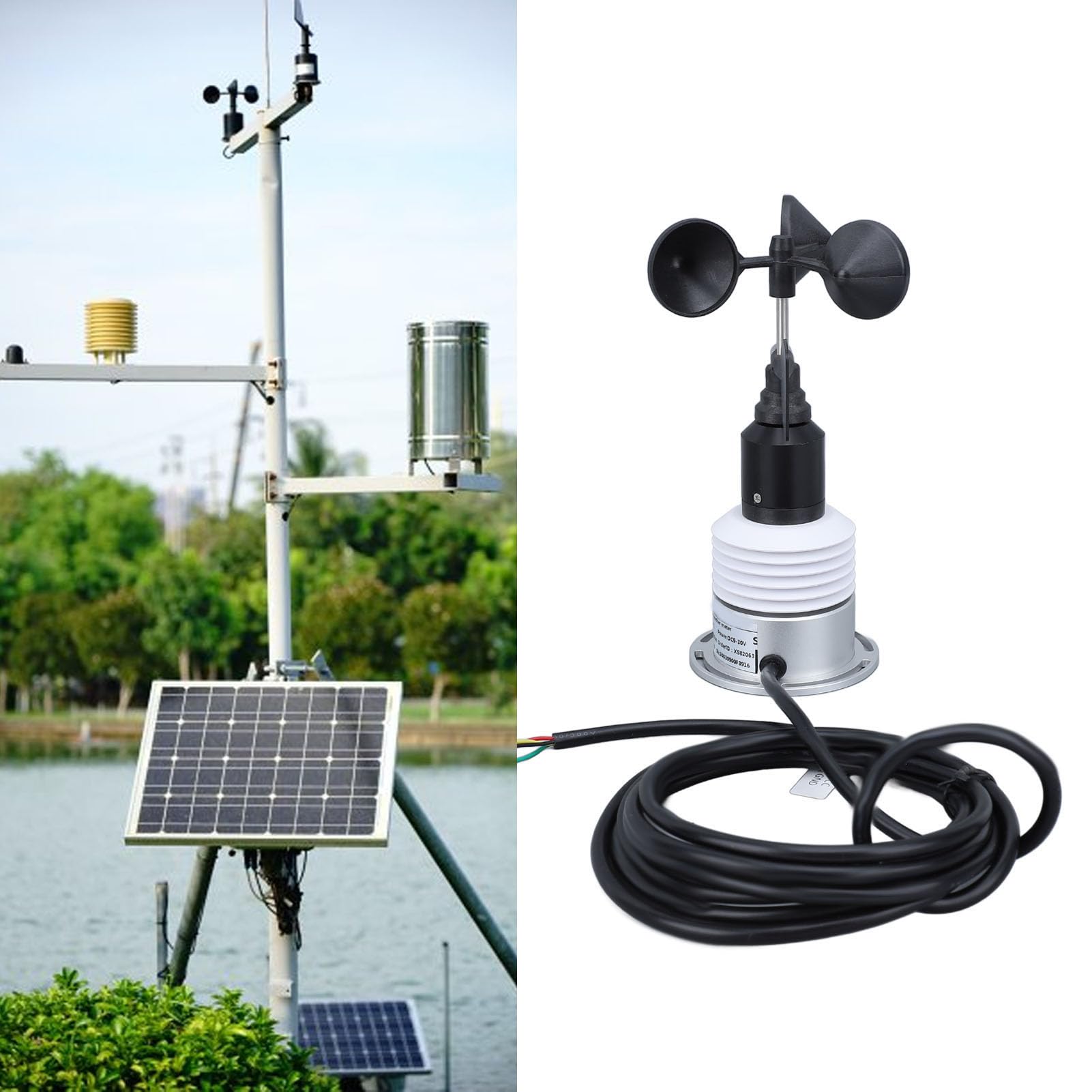 Czujnik pogody 5 w 1 z kablem Mini temperatura wilgotność kierunek prędkości wiatru ciśnienie powietrza zewnętrzny miernik pogody DC 9 do 30 V