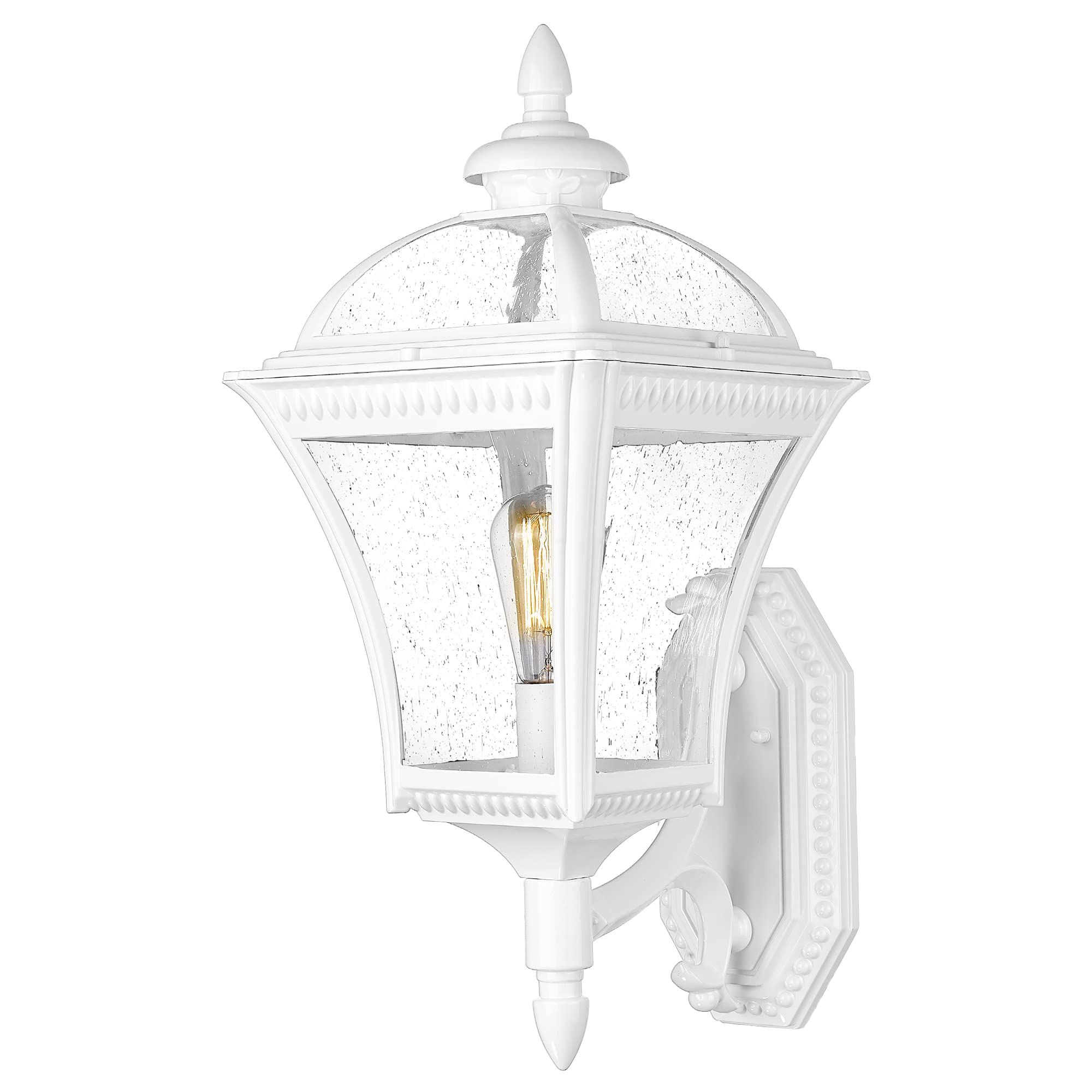 emliviar farmhouse outdoor light fixture for house, extra large 1-light patio wall light fixture with seeded glass shade, white finish, xe266b wh