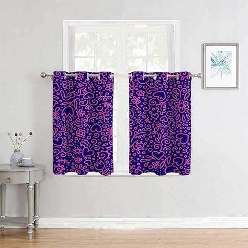 Miniatura 2 de Cortinas opacas moradas para puertas de armario étnico, cortinas para ventanas de cuarto de 55 pulgadas de ancho por 45 pulgadas de largo, 2 paneles