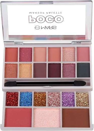 MARS Poco Face Makeup and eyeshadow Palette with Slider Case | Free Applicator | Long Wearing | Highly Pigmented and Easy ...