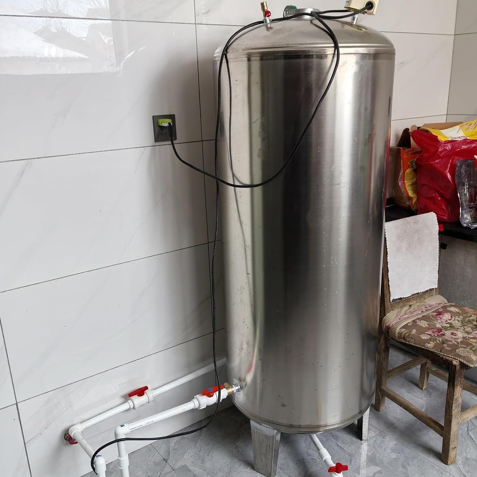 Zbiornik ciśnieniowy na wodę, zbiornik ciśnieniowy ze stali nierdzewnej, pionowy zbiornik ciśnieniowy o pojemności 79 gal (300 l), idealny do odwróconej osmozy w domach, szkołach, rolnictwie