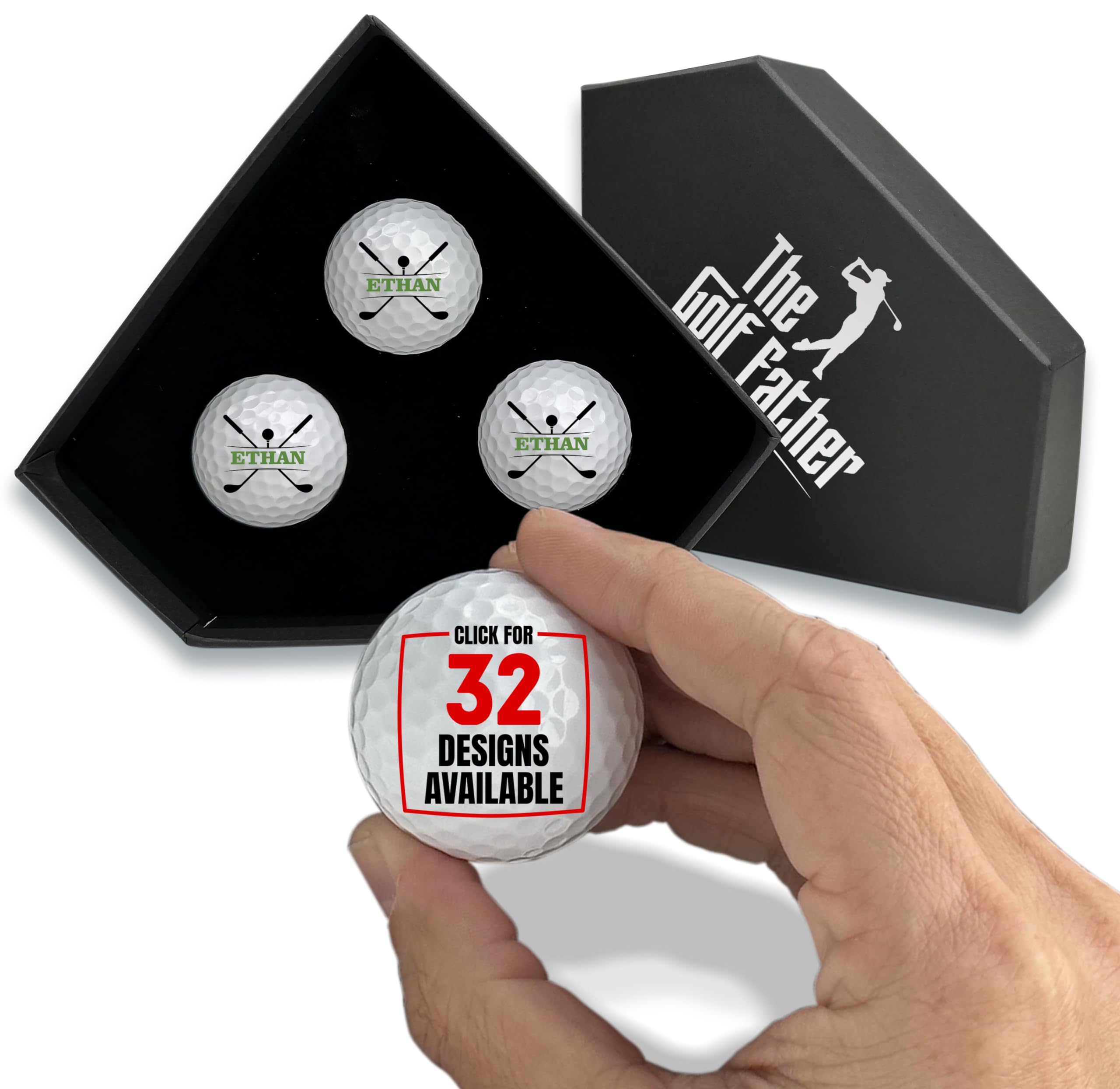 Personalized Golf Ball, Gifts for Golf Lovers, Golf Accessories for Men, Custom Logo Golf Balls, Set of 3 Customized Golf Balls with Your Name or Photo, Golf Gift Ideas for Him, Gift for Golfers