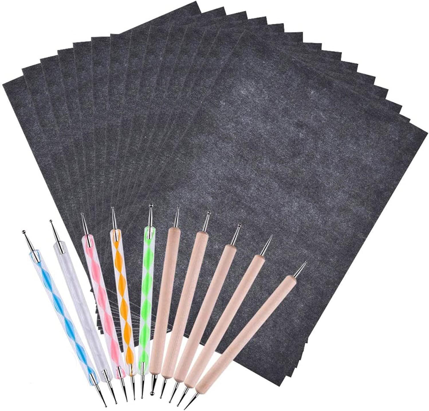 100 Sheets Carbon Transfer Paper with Embossing Stylus Set,Black Carbon