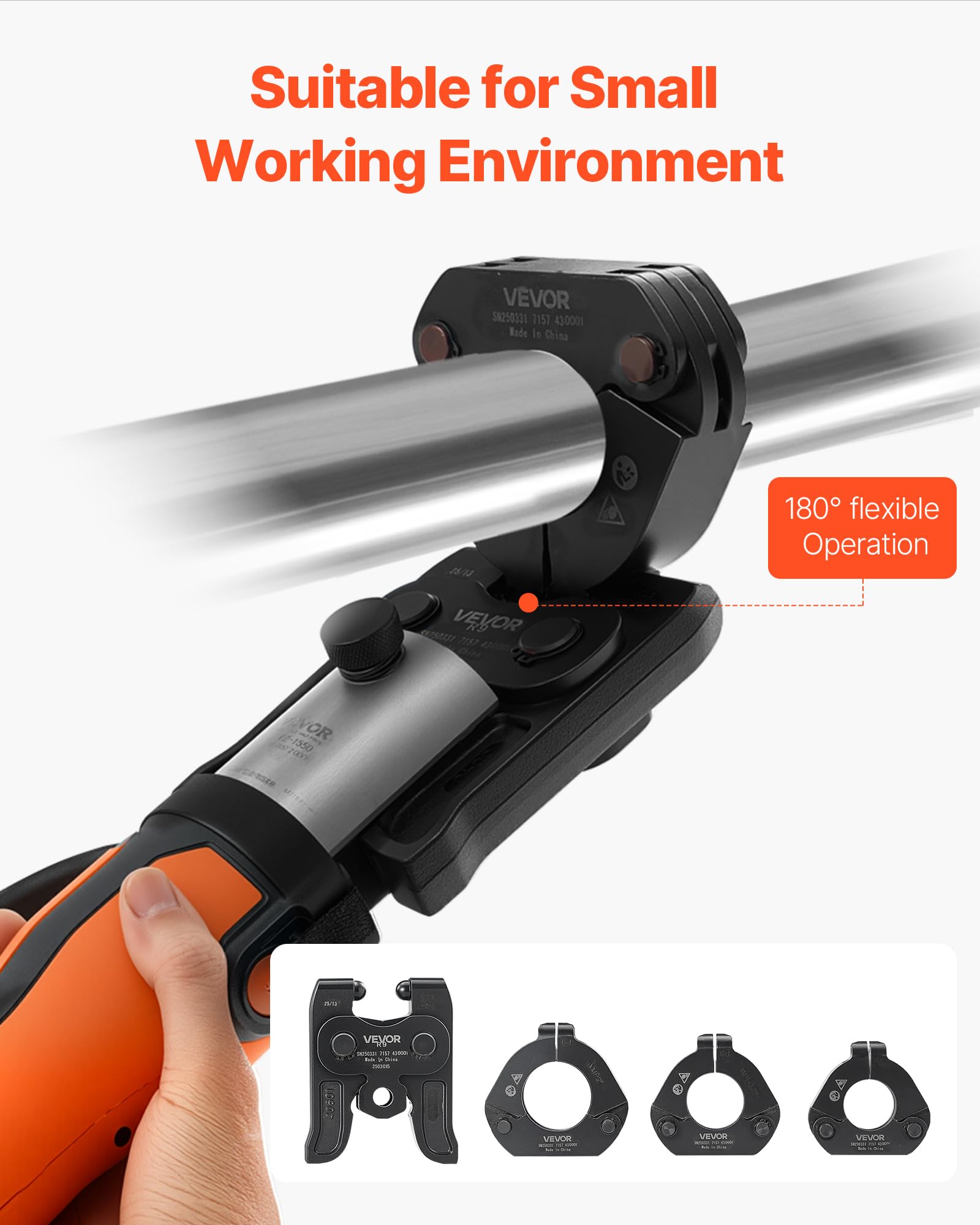 VEVOR 7PCS VMP Pressing Kit with 3 Press Jaws 3 Press Rings & 1 Actuator | Compatible with Megapress Fits 12 to 2 Carbon Steel Pipes Work with 32KN Standard Press Tools Includes Toolbox product thumbnail 6