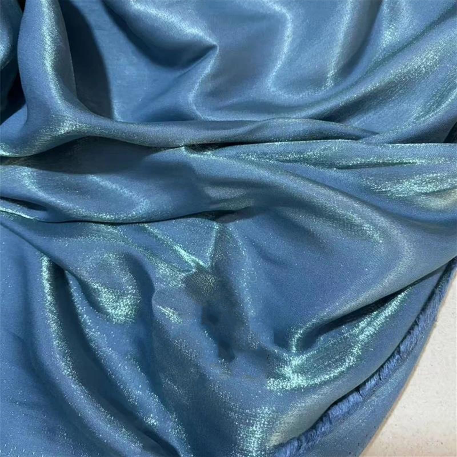 Tessuto di Raso Morbido Iridescente di Larghezza 150 cm, Cotone Poliestere sfumato Liscio for Abiti Artigianali, Abiti, Sciarpe, Abiti(Dark Blue,400x150cm)