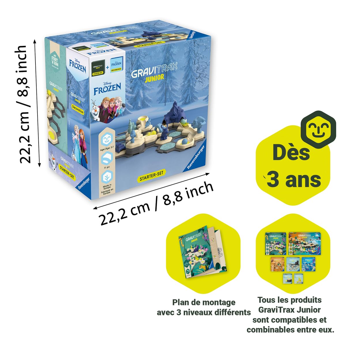 Ravensburger - GraviTrax Junior - Starter Set La Reine des Neiges - 2 Produits en 1 - Circuits de Billes créatifs - 71 pièces - Dès 3 Ans - 73385