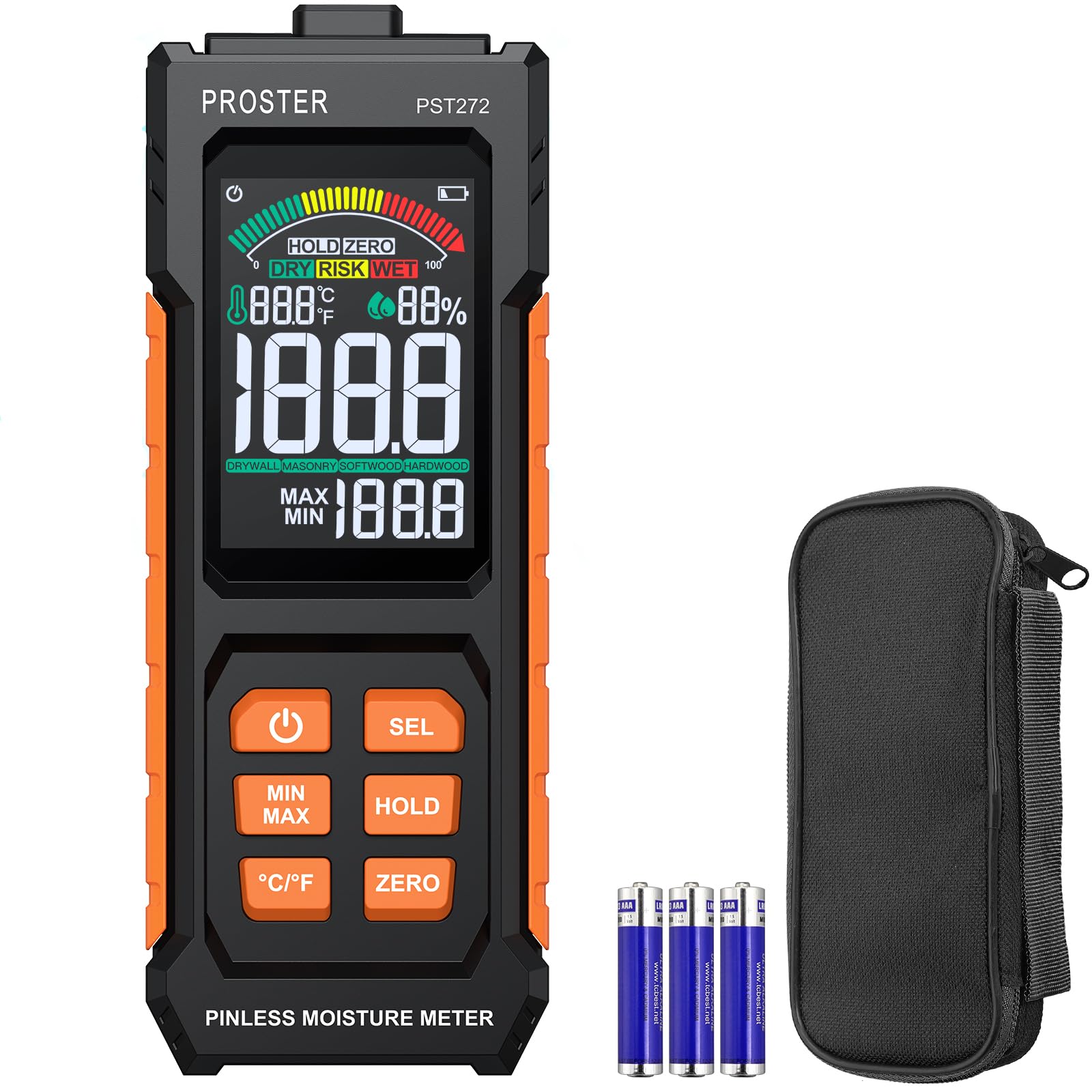 Vochtmeter zonder Pin - LCD Scherm met Achtergrondverlichting - Niet Vochtmeter zonder Pin - LCD Scherm met Achtergrondverlichting - Niet