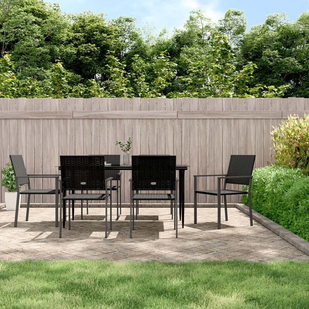 7-TLG. - Juego de muebles de jardín (ratán sintético y acero, 160 x 80 x 74 cm, con 6 sillas, resistente a la intemperie