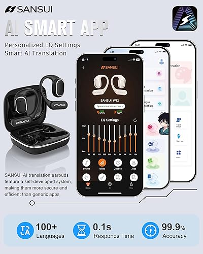 Miniatura 3 de SANSUI Auriculares de traducción AI en tiempo real, 6 en 1 Bluetooth 6.0 Auriculares traductores de idiomas, Audifonos Traductores Inglés Inglés,