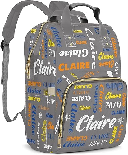 Bolsa de pañales de encargo impermeable para la muchacha del bebé, bolso de pañales personalizado de la capacidad grande con el nombre, Color 08,