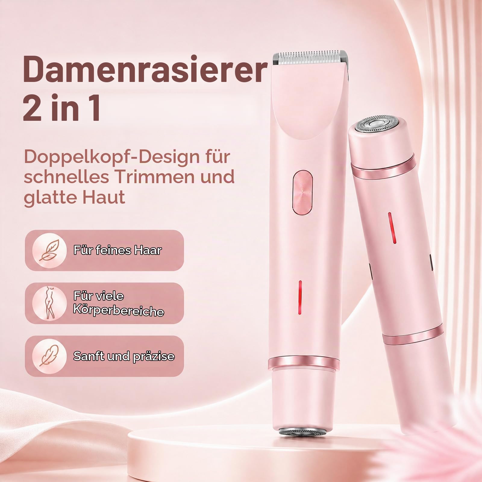 Aluvea Smooth Trim, Aluvea Smooth Trim Rasierer, 5-in-1 Damen Rasierer, IPX7 wasserdicht, ideal für Beine, Achseln, Augenbrauen & Bikinizone