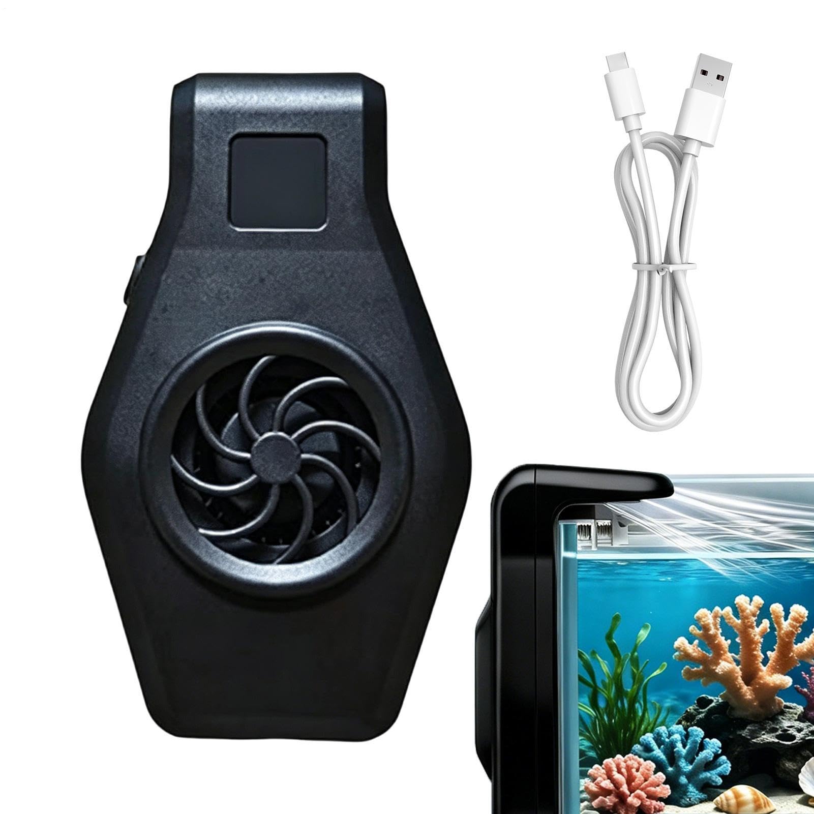 Ventola di raffreddamento per acquario, velocità del regolabile, 12,5 x 7,2 x 5 cm, di raffreddamento 'acqua, a basso rumore, controllo della temperatura del serbatoio per