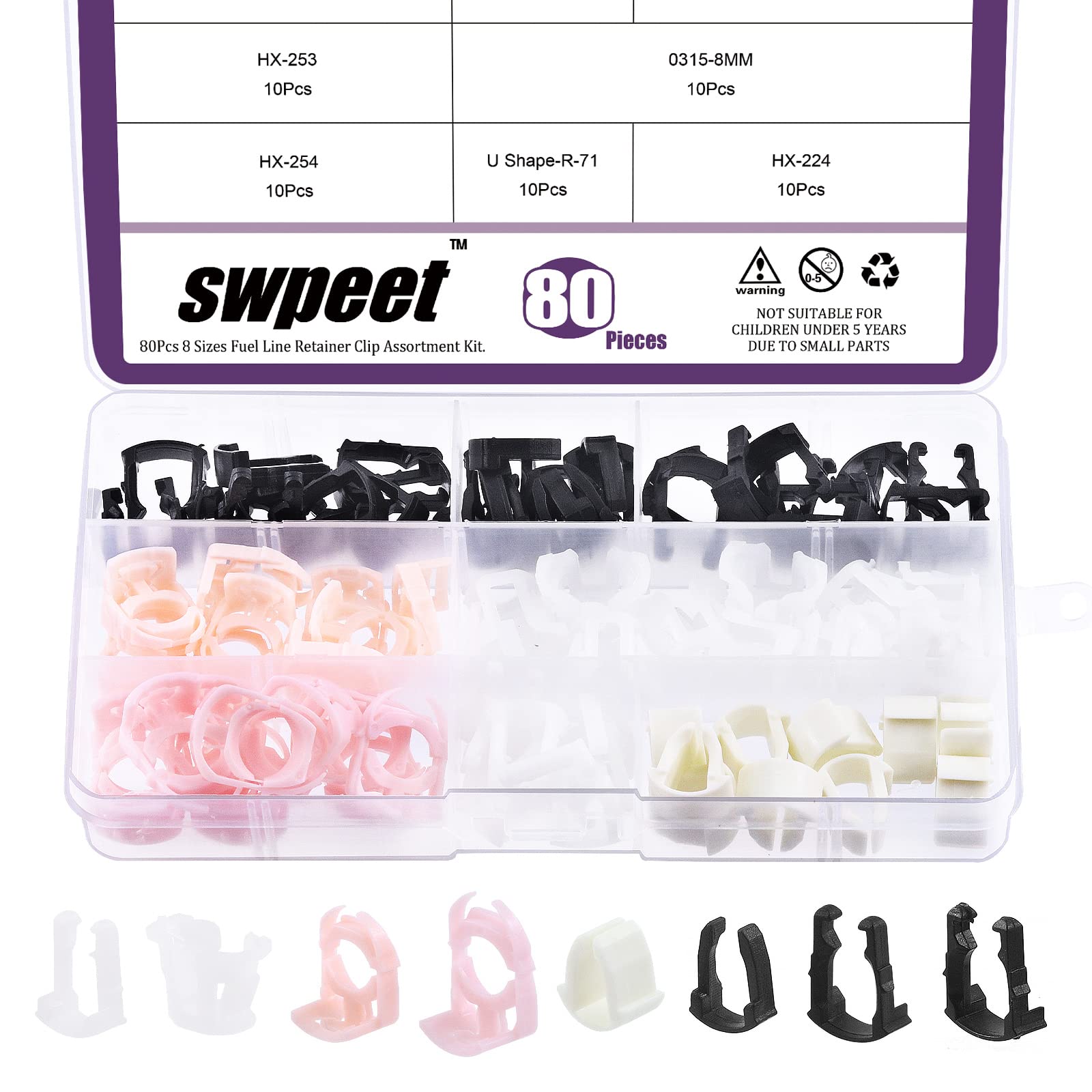 Kit 140 Clip Per Tubi Carburante BUSY-CORNER | 7 Misure Diverse Per Auto E Moto | Fascette Fermalinea Assortite