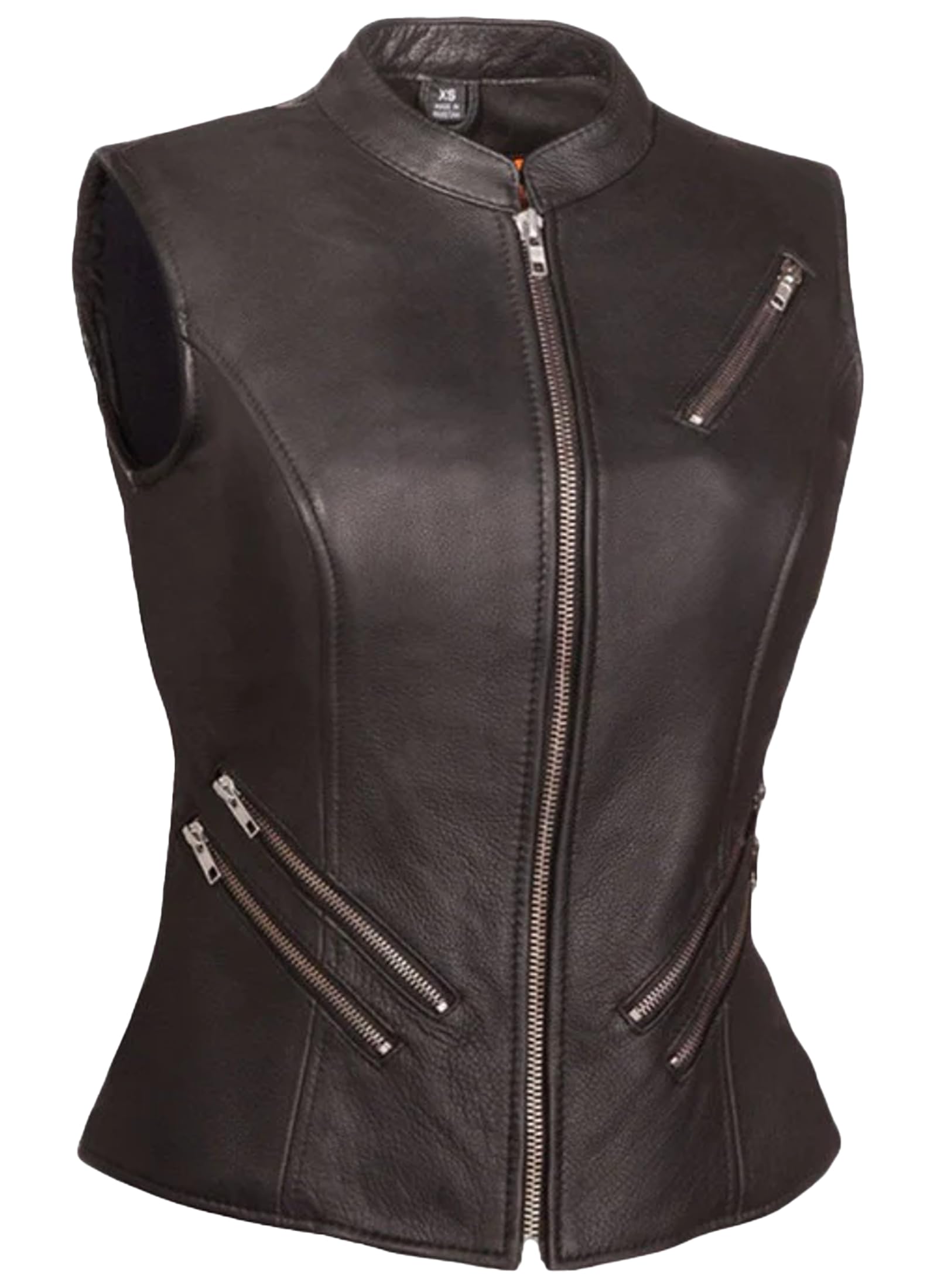 First Mfg Co - Fairmont - Women's Motorcycle Biker Riding Black Leather Vest - 5X Large - Adjustable Lacing