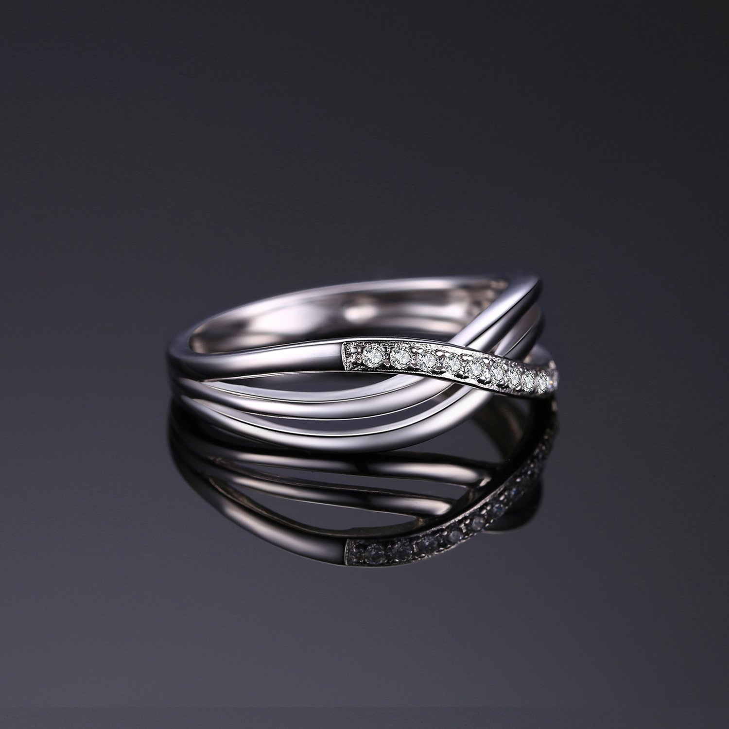 JewelryPalace Taille Rond Zircone Cubique Infini Bague Pour Femme, Bague de Fiançailles Femme, Argent 925 Plaqué Or Jaune Or Rose, Torsade Bagues Anniversaire Mariage Promise Alliance, Bijoux Cadeau