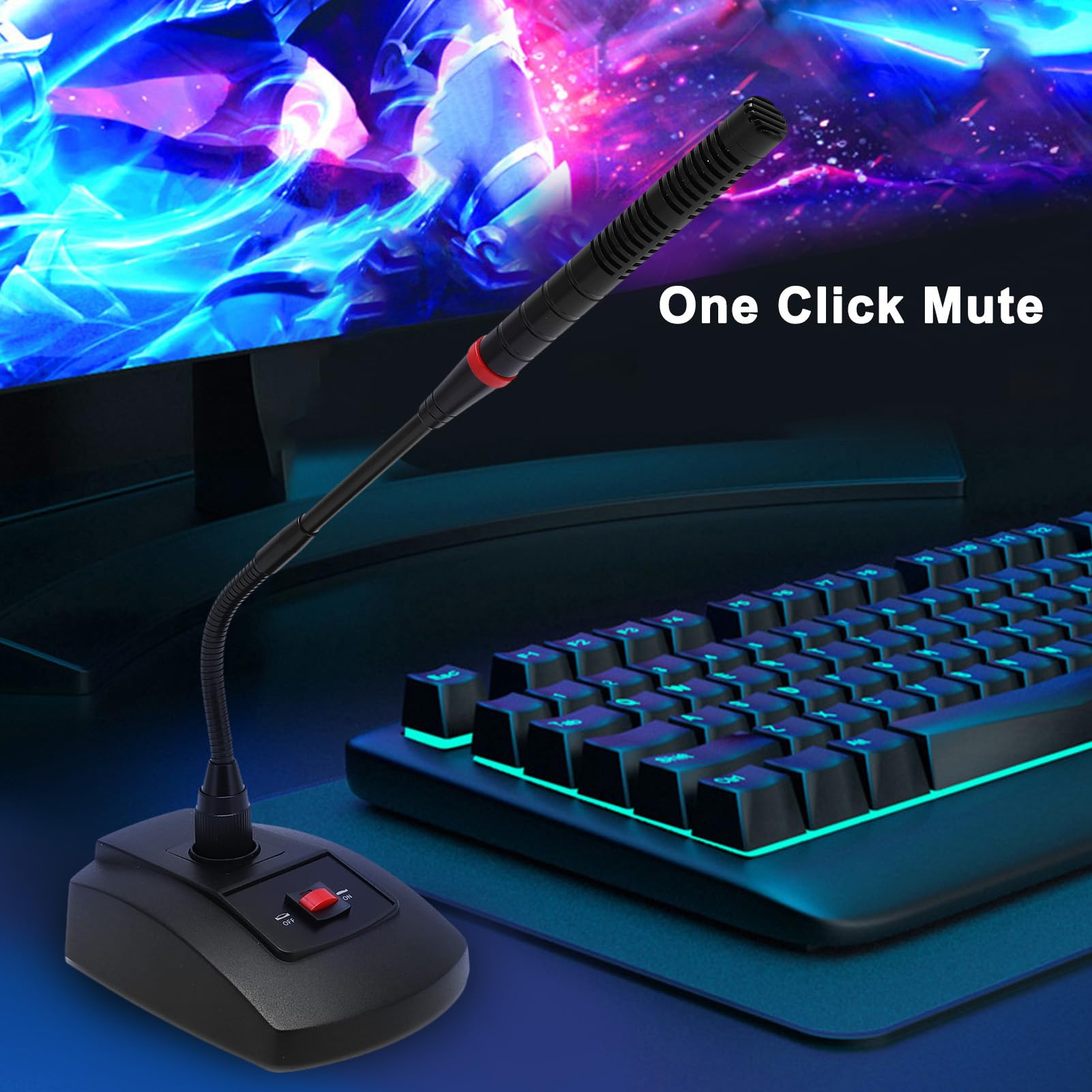 Asixxsix Gooseneck Condenser Microphone, Professional Cardioid Gooseneck Microphone, Desktop Microphones, Podium Microphone for Meetings Video Conferences Streaming Lectures