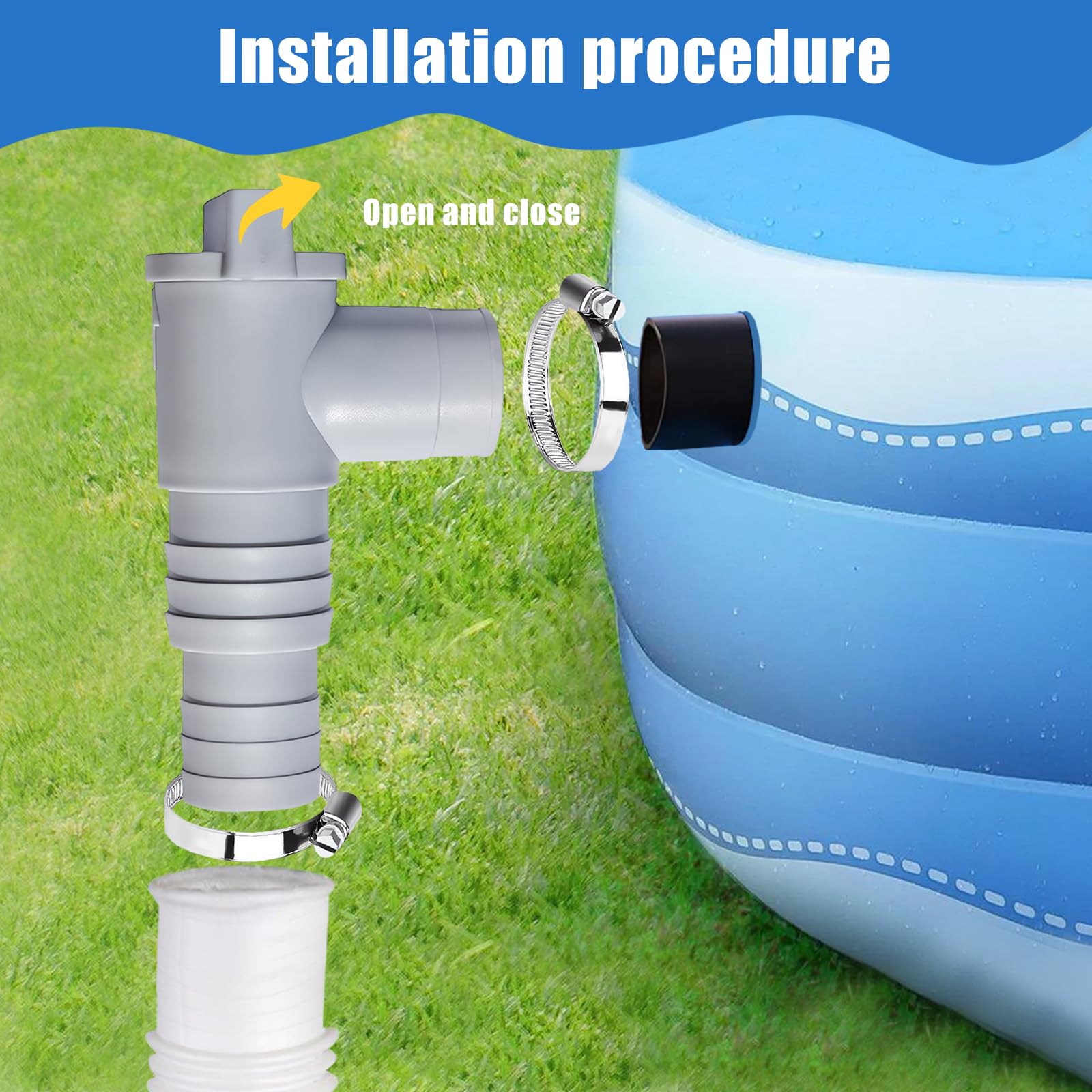 Forhome 2 Válvula de Cierre para Piscinas,Conexión de Manguera de 32 mm, Adaptador Manguera Piscina,Adaptador de Manguera de Piscina, Juego de conexión de Accesorios de Piscina de 32 mm