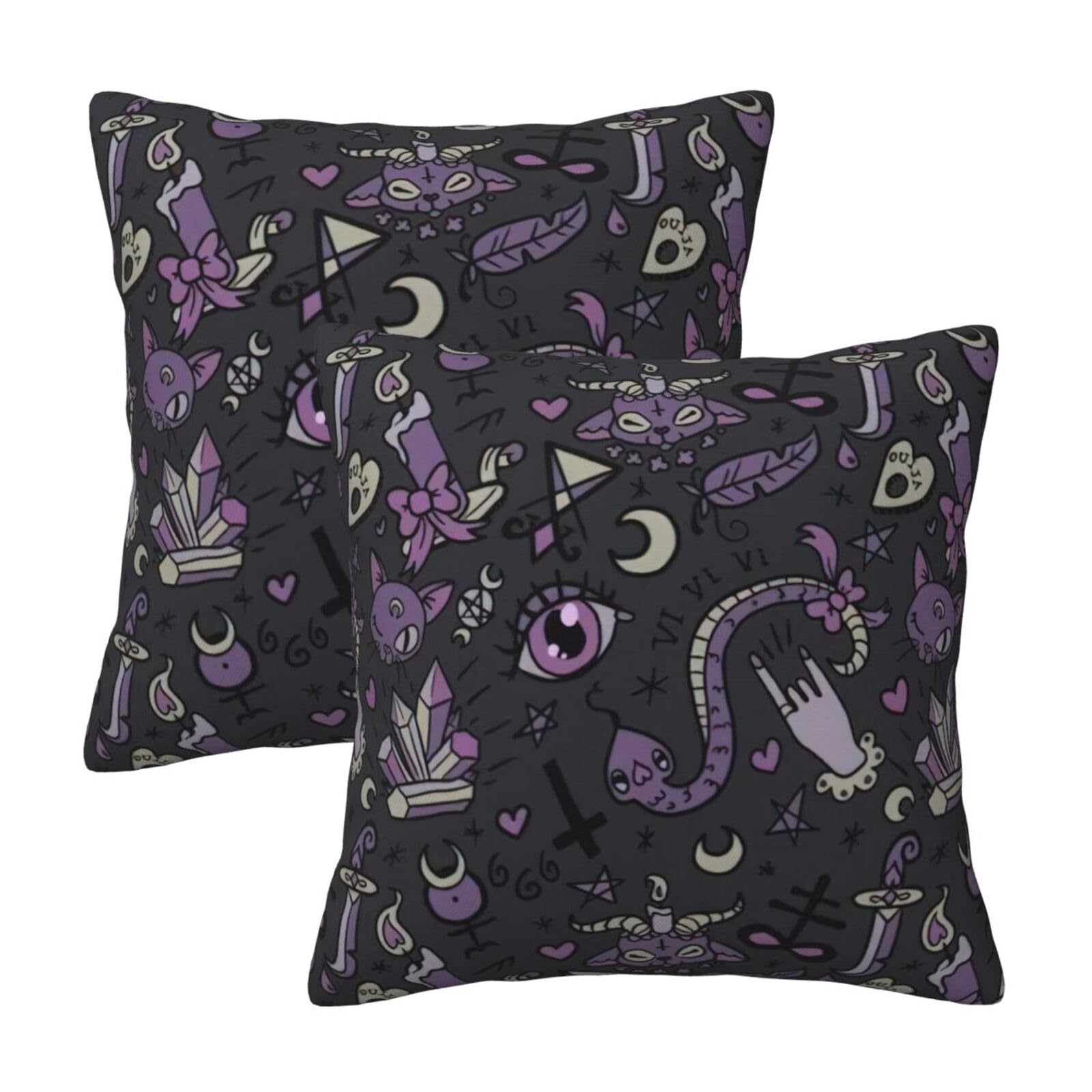 RRhgipp Purple Black Goth Spooky Throw Pillow Cases Decorative Cushion Covers Couch Bed Sofa Decoration Xmas Gifts Bed