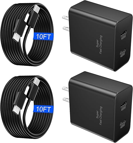 Cargador súper rápido USB C de 45 W, cargadores tipo C, cargador de teléfono Android de carga rápida Samsung Galaxy S25 Ultra Chargers cable de