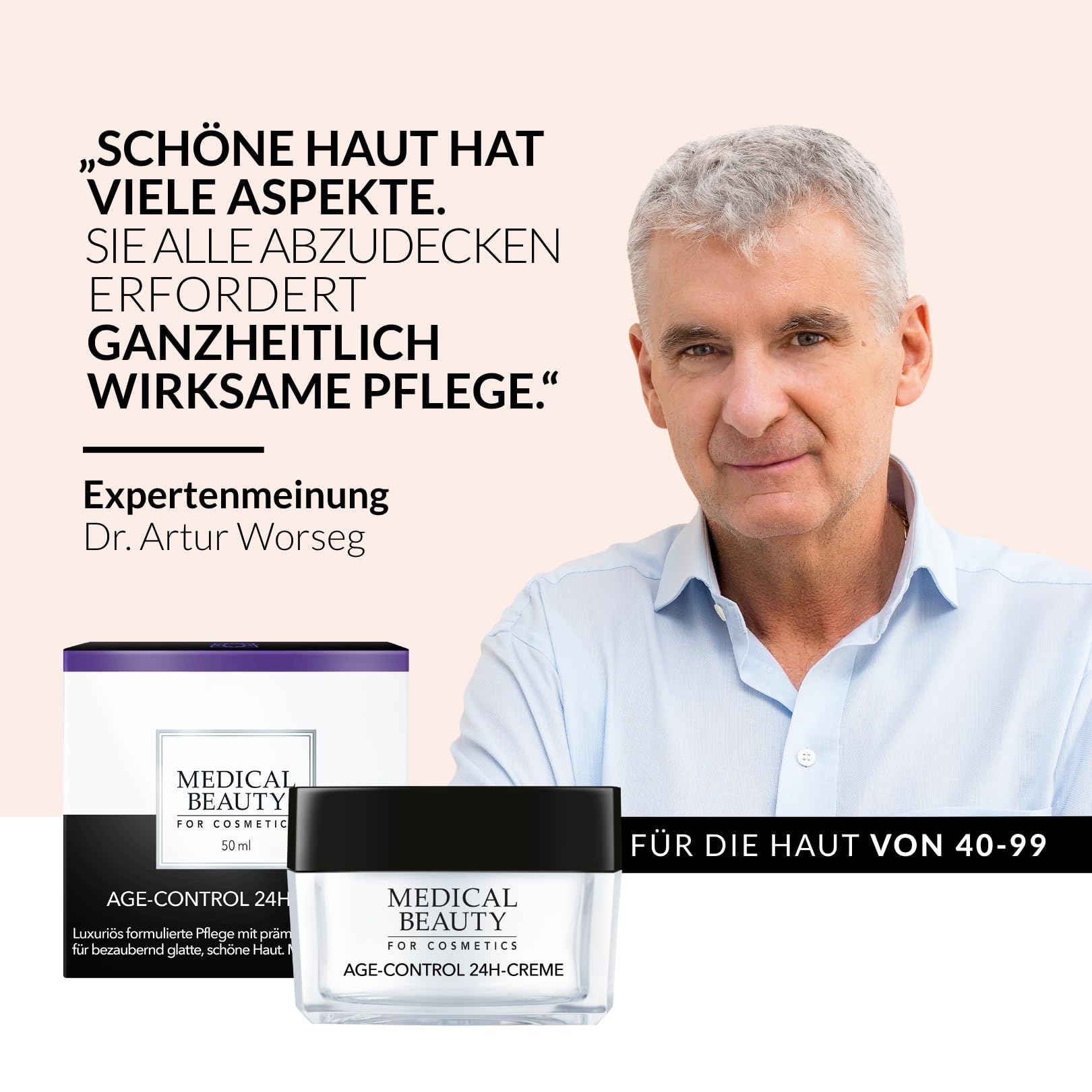 Age Control 24H-Creme – Anti-Aging Gesichtscreme mit Hyaluron & prämierten Lifting- & Repair-Wirkstoffen – Luxuriöse Tages- & Nachtpflege für sichtbar glattere Haut – 50 ml – MEDICAL BEAUTY®