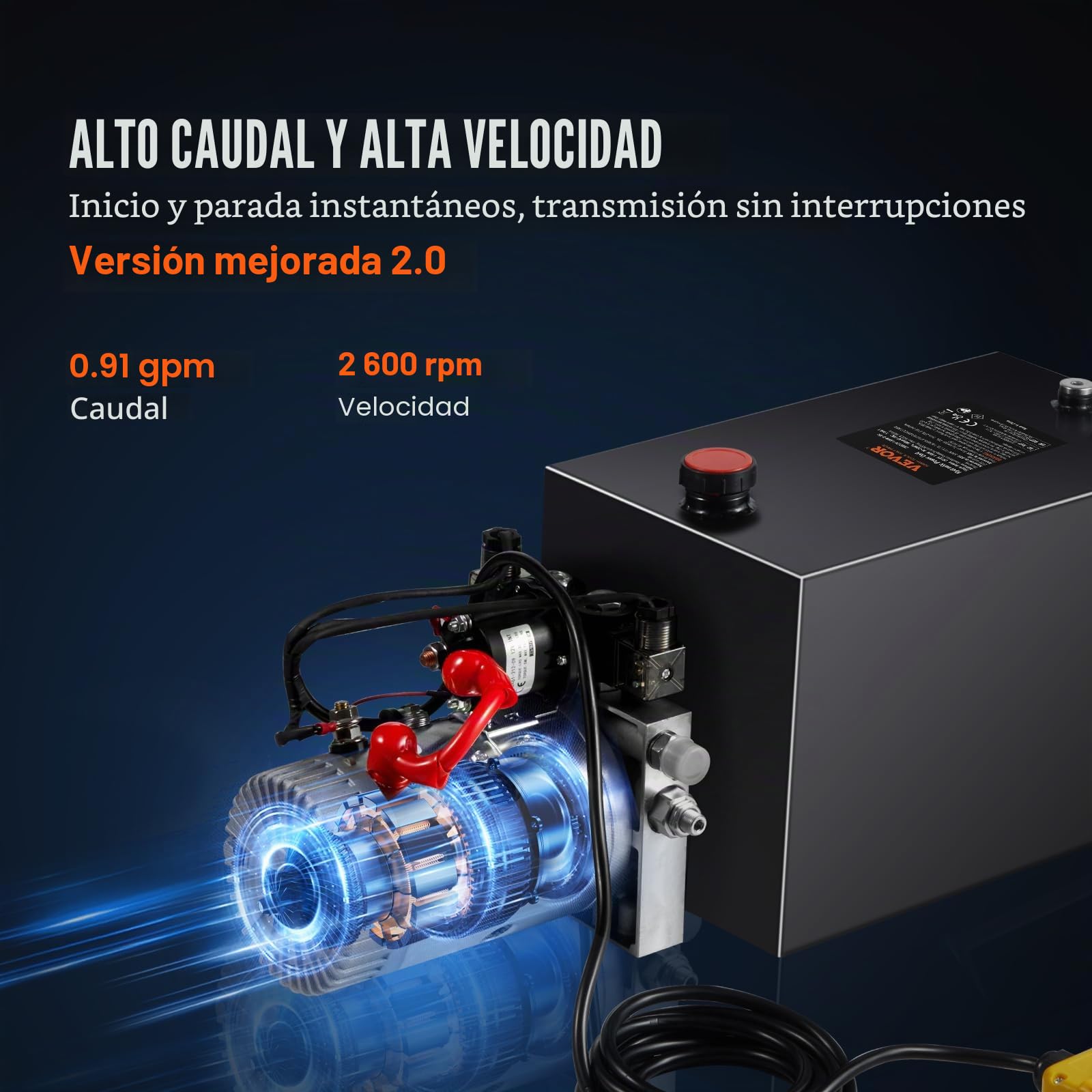 VEVOR Bomba Hidráulica DC 12 V 14 L Unidad Hidráulica de Doble Acción Flujo de Aceite 3,44 L/min Presión Máxima de Descarga 22 MPa para Volquete, Plataforma Elevadora, Remolque, Elevación y Descarga