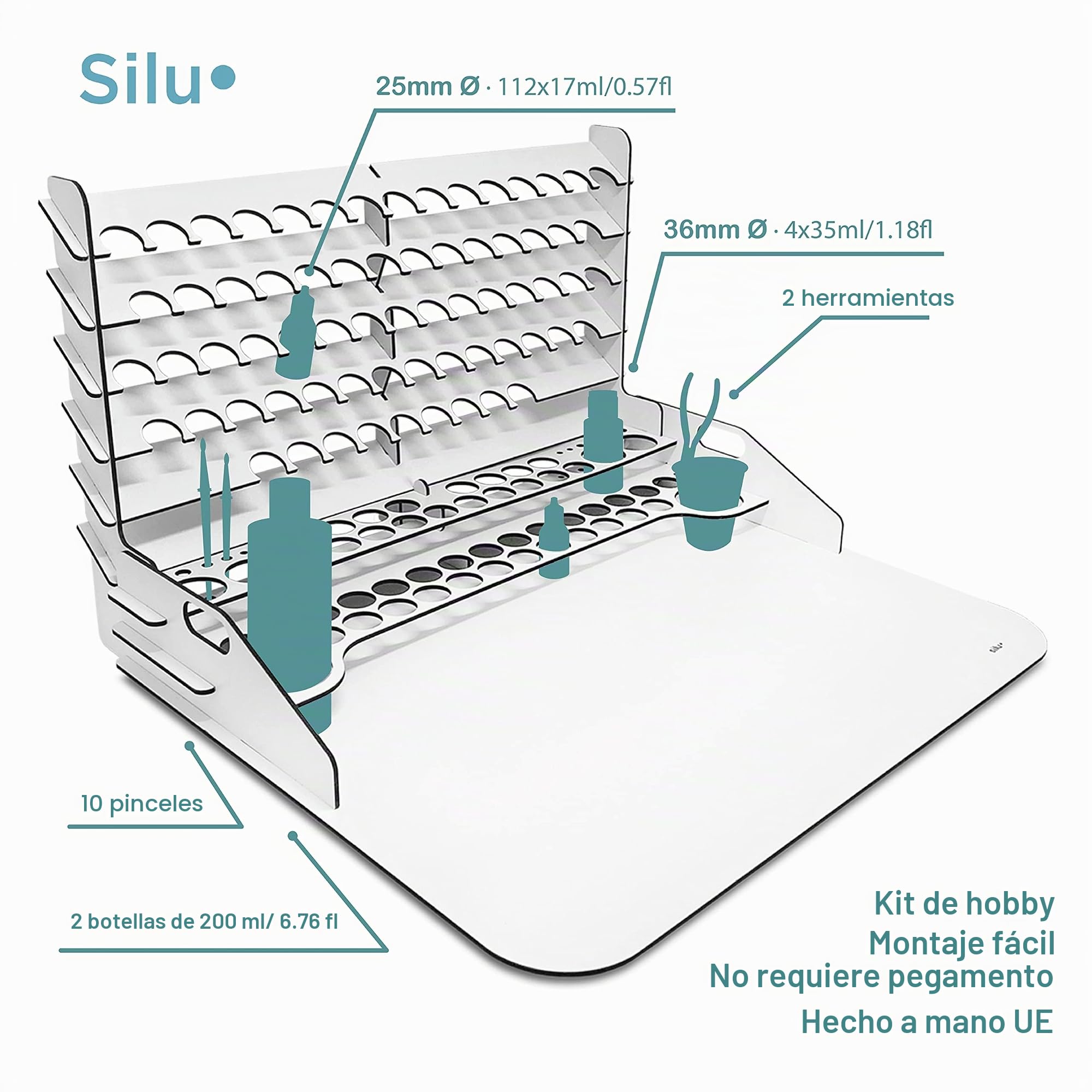 Silu Organizador Pinturas Modelismo y Miniaturas para Ordenar Botes Pintura Acrílica 18ml|25mmø, para Pintar Miniaturas, Modelismo, Maquetas