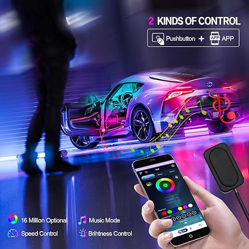 Miniatura 5 de Nueva versión Dreamcolor acrílico luces interiores del coche 18 en 1 RGB kit de iluminación ambiental del coche APP Control Zoned Control System 252