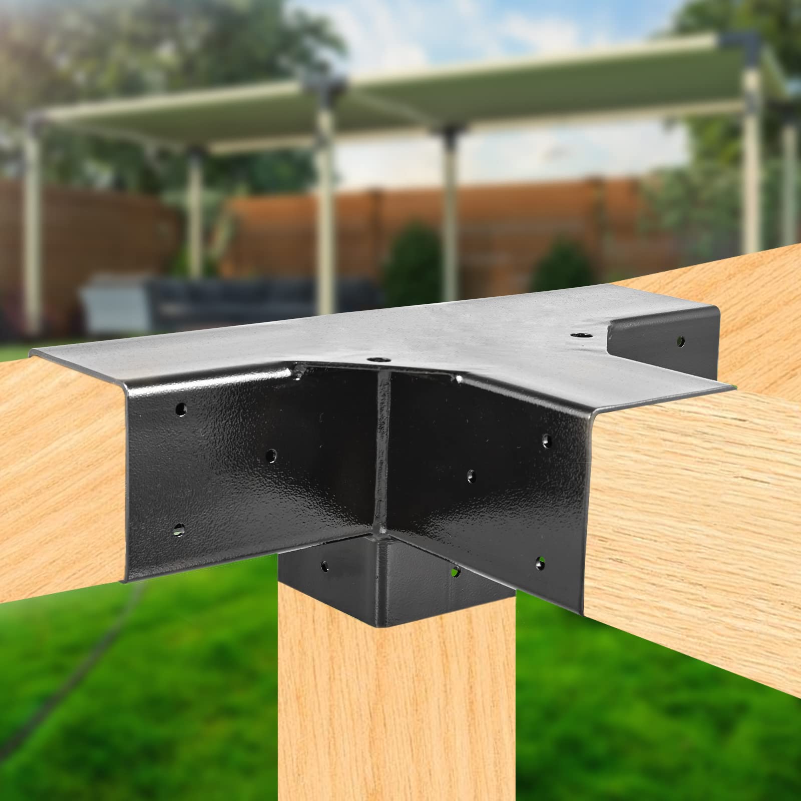 Snapklik.com : FMhotu 4x4 Pergola Brackets Kit, Glossy Black Steel 4 ...