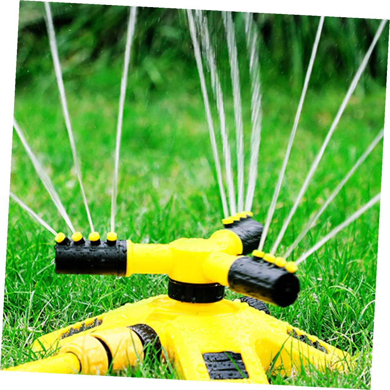 Arroseur Rotatif de Jardin 360 Degrés en Plastique Jaune, Facile à Utiliser, Lot de 2 Pièces pour Arrosage Pelouse et Système D'irrigation Jardin
