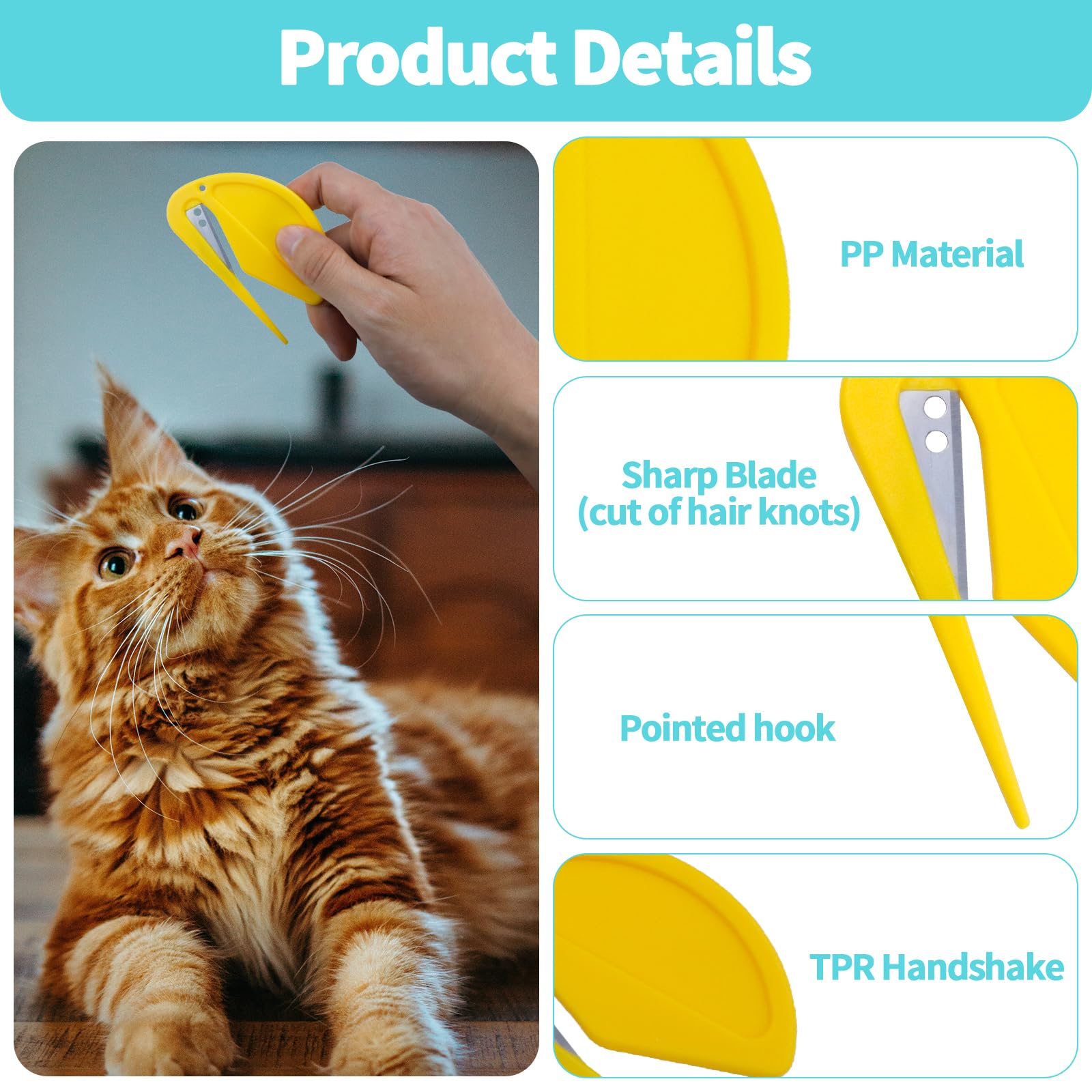 Peine de nudos para gatos y piojos de pulgas, peine de nudos de mascotas para depilación, juego de herramientas de eliminación de pelo de mascotas, adecuado para gatos, perros, peine de aseo para