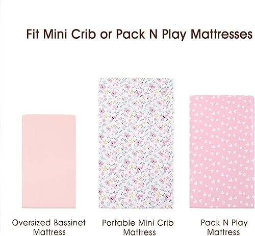 Miniatura 6 de PHF Paquete de 3 sábanas suaves para moisés, cómodas sábanas de cuna para bebés, niños y niñas, ajuste universal para la mayoría de colchones de