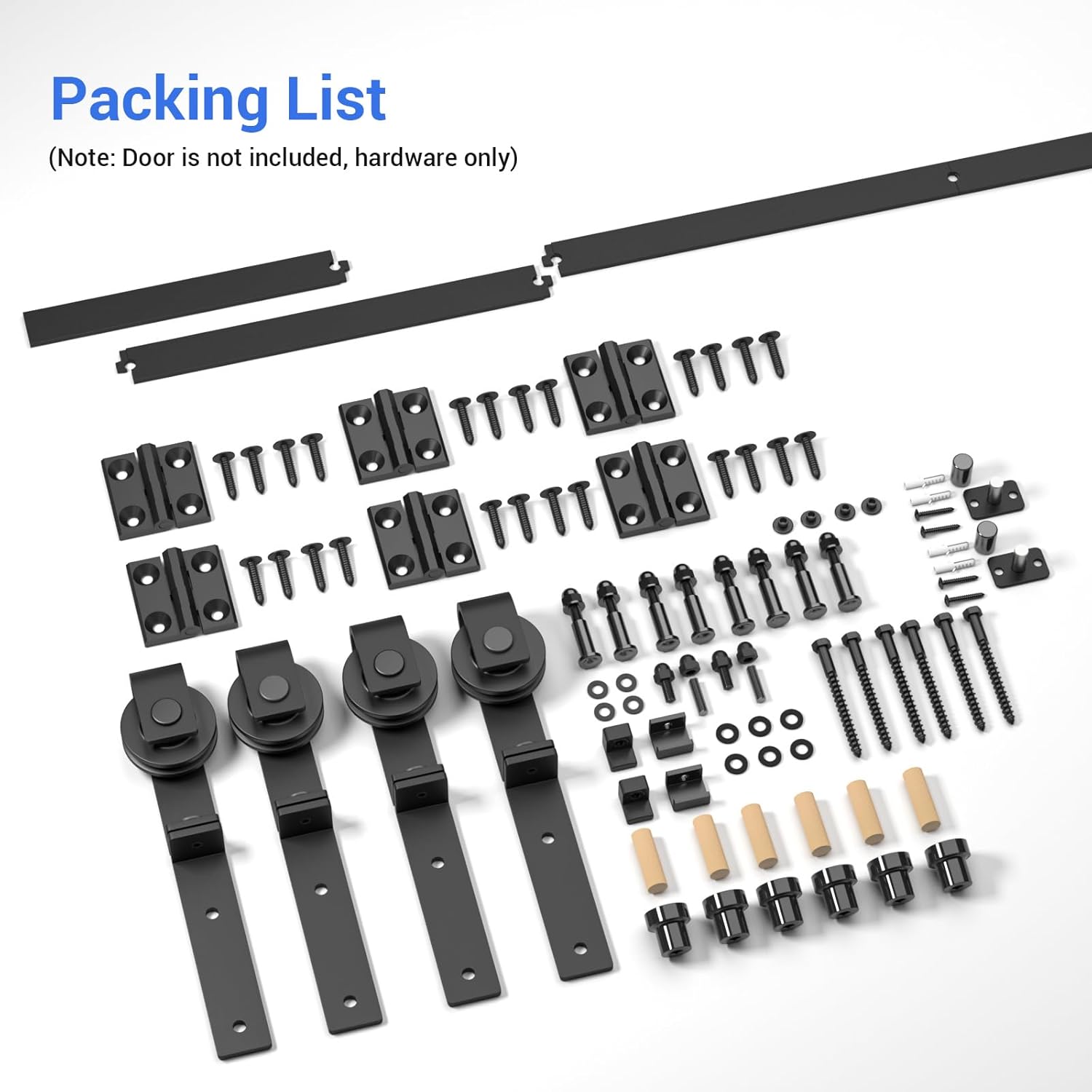 CCJH 96" Bi-Folding Sliding Barn Door Hardware Kit for 4 Doors,Slide Smoothly Quietly,Black Track J Shape Roller,No Door
