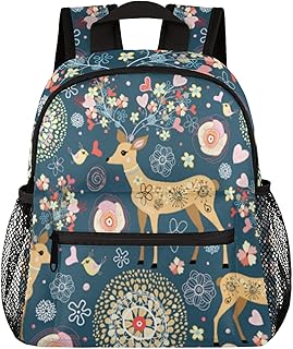 Pardick Deer Girls Mochila escolar infantil para escola pré-escolar mochila escolar mochila escolar mochila impermeável mochila para livros com alça no peito, Cervo, Desenho Animado