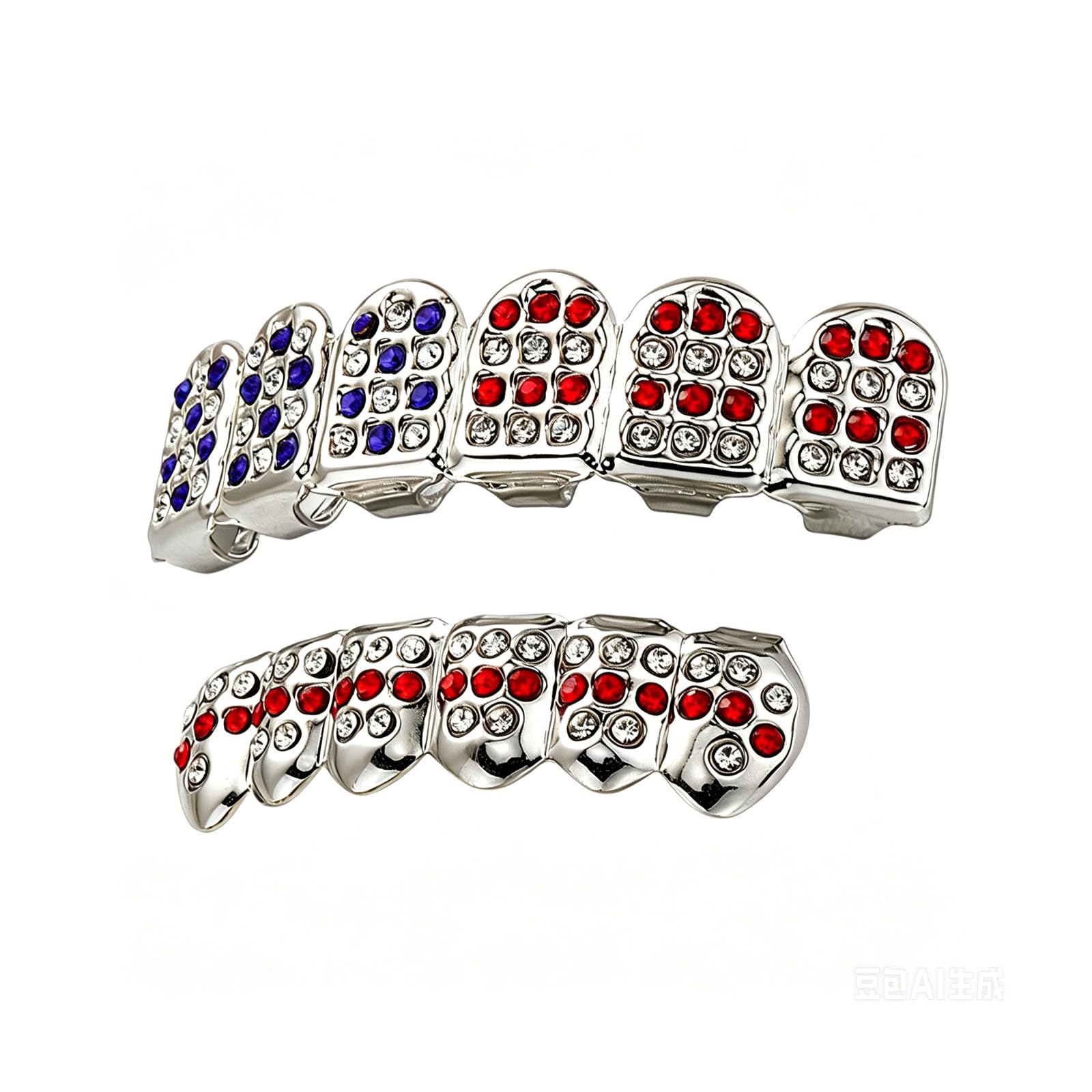 Qiwenr Hip Hop Teeth Grills, Rapper Braces, Bottom Grills, Hip Hop Custom Fit Polished Teeth Grillz, for Music Festivals, Fashion Shows, Halloween, Parties, Cosplay, Decoration