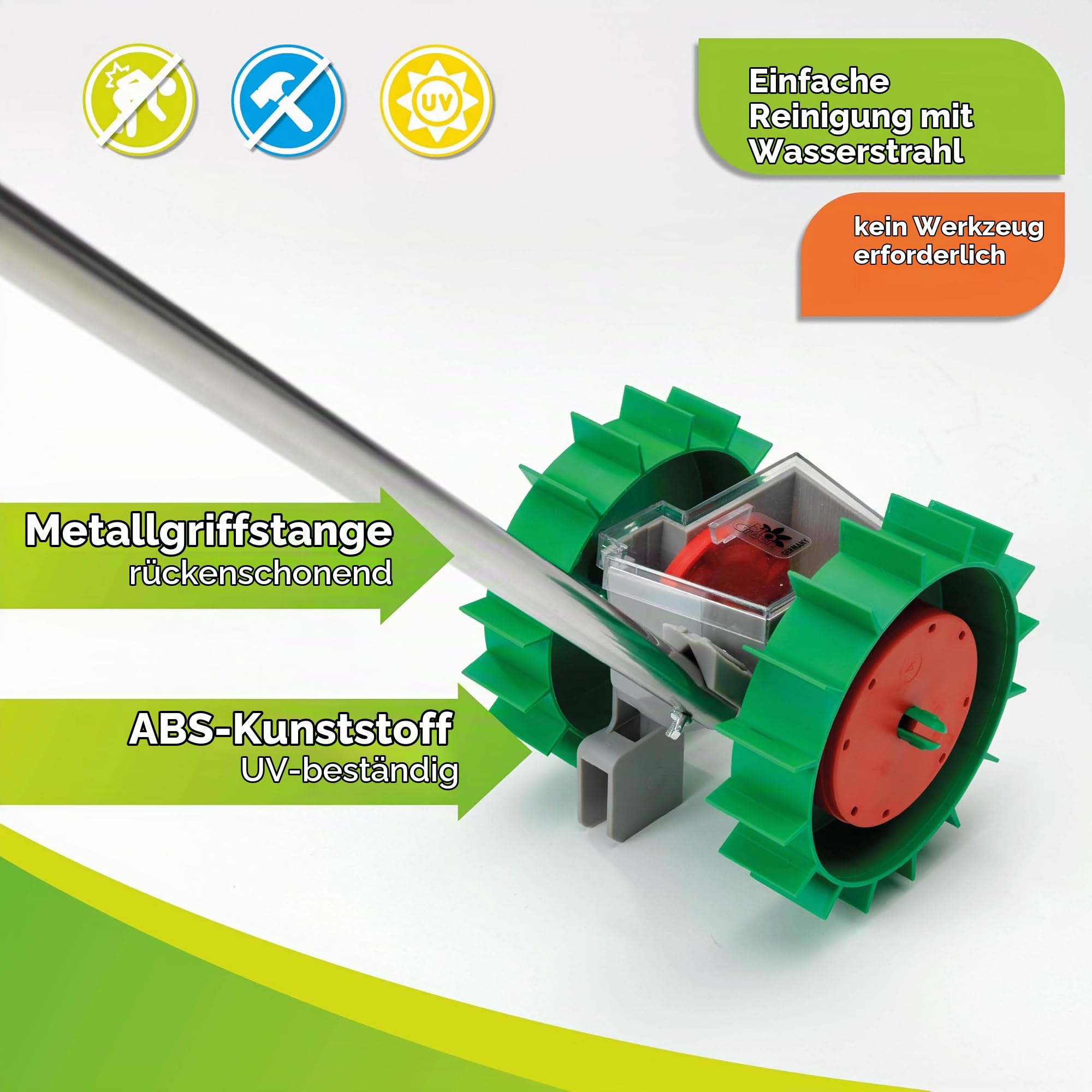 BioGreen Handsämaschine SUPER Seeder | für alle Gemüsesorten | inkl. 6 Saatgutscheiben | vers. Saatabstände | Sämaschine - Furchen, Säen und Abdecken