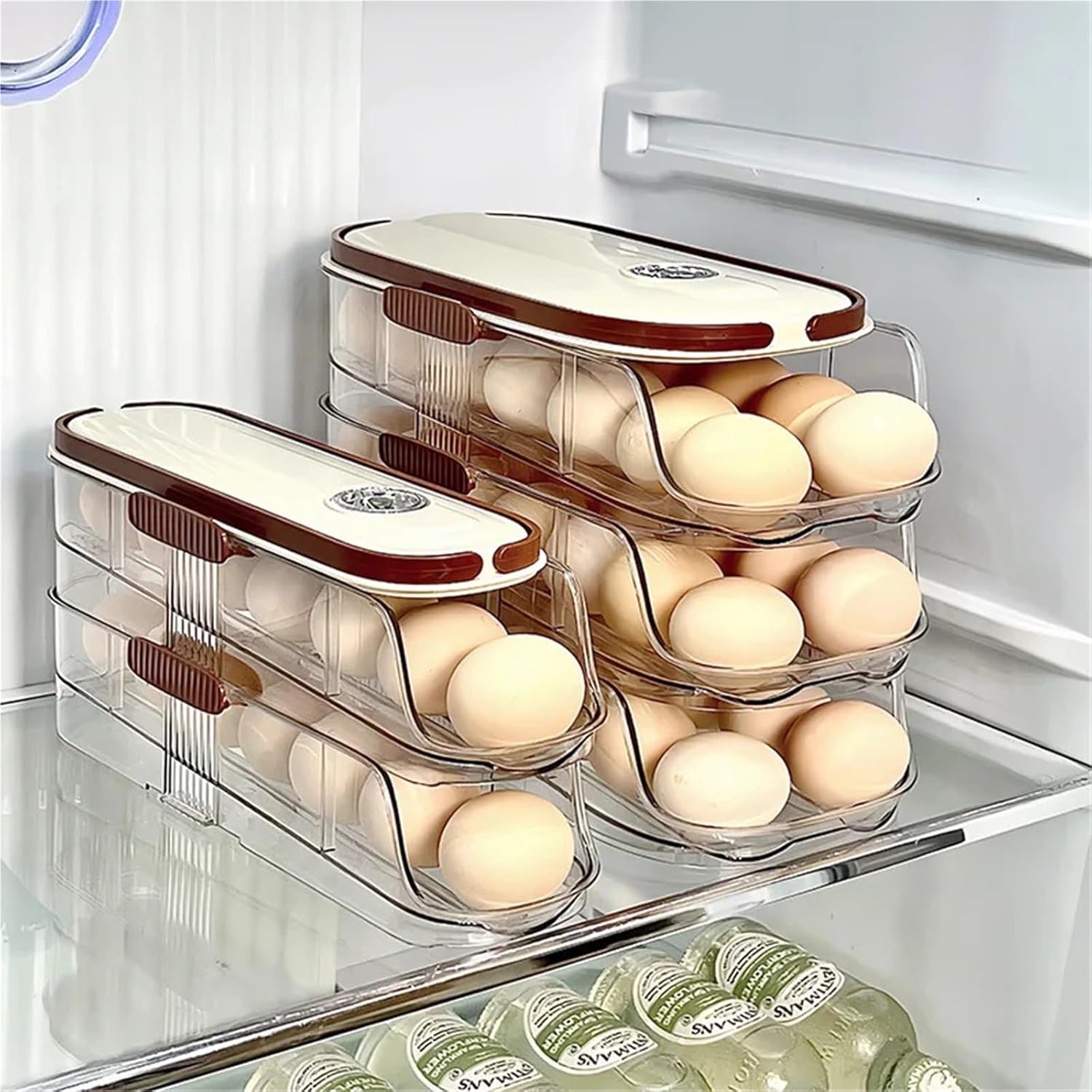 Generic Compatible For Multi-Layer Automatic Rolling Egg Storage Box - Kitchen Egg Rack Tray For Refrigerator With Timer Function(A-1)