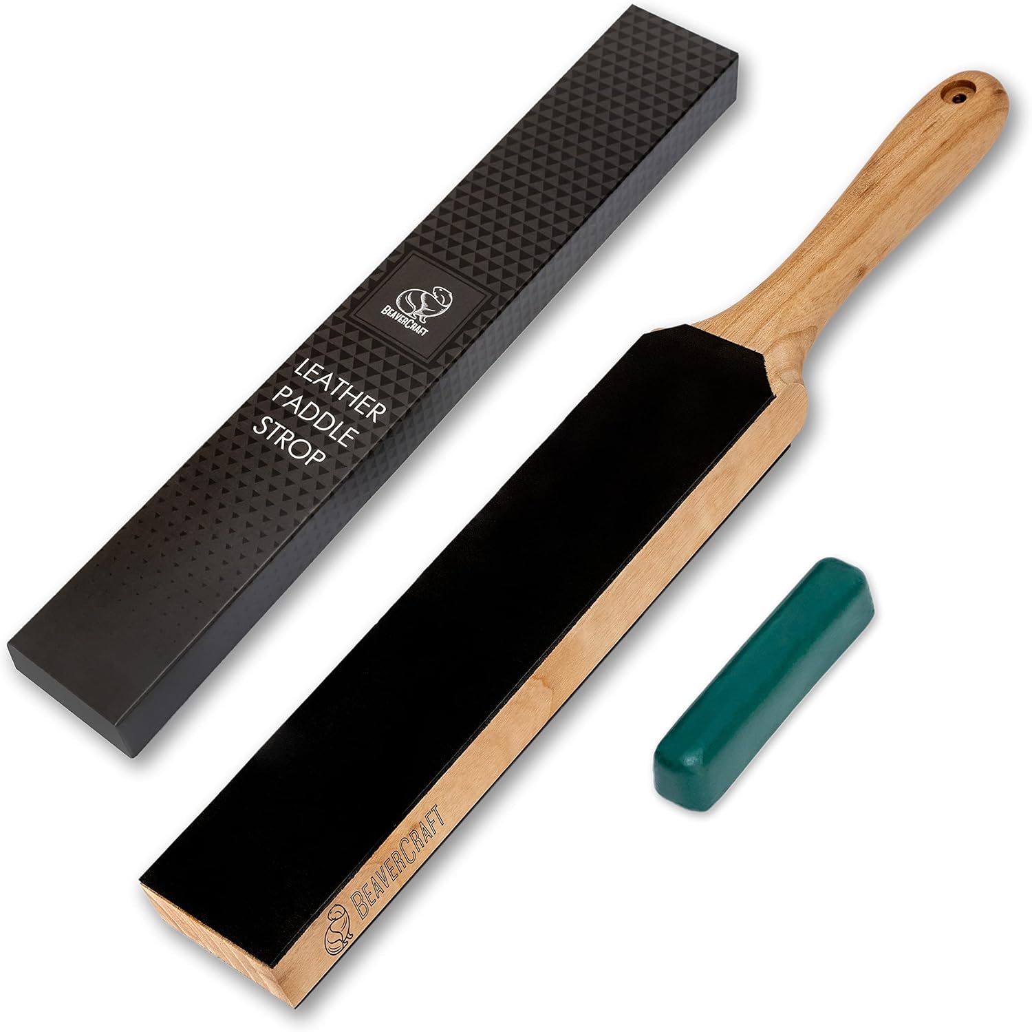 BeaverCraft LS6P1 Leather Paddle Honing Strop Kit with Sharpening