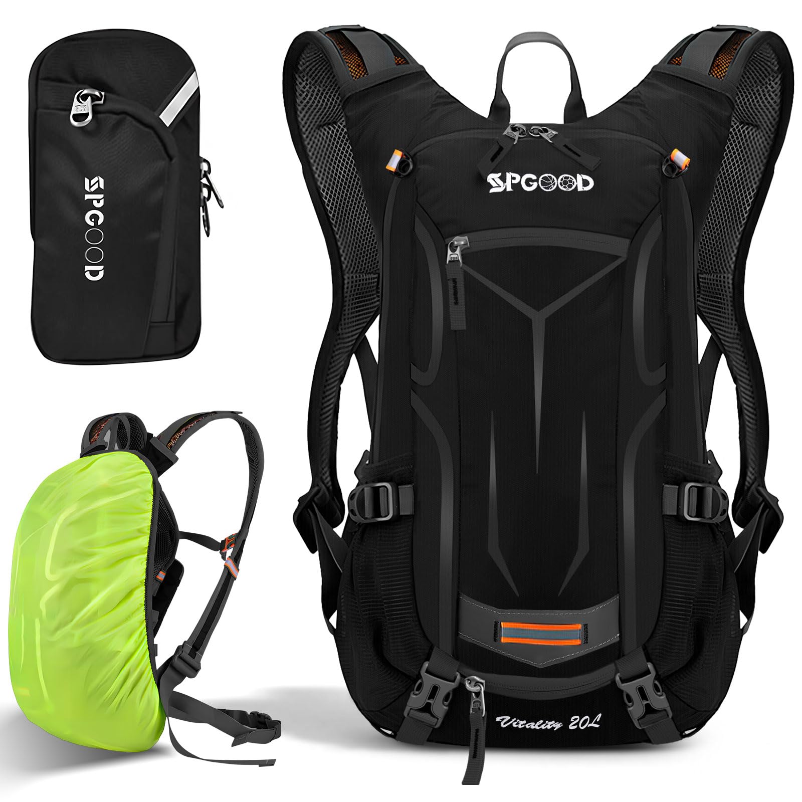 SPGOOD Bike Backpack 20L/25L/30L Waterproof Breathable for Men and Women with Rain Cover Helmet Cover Motorcycle Backpack Sports Backpack for Cycling Hiking Camping MTB