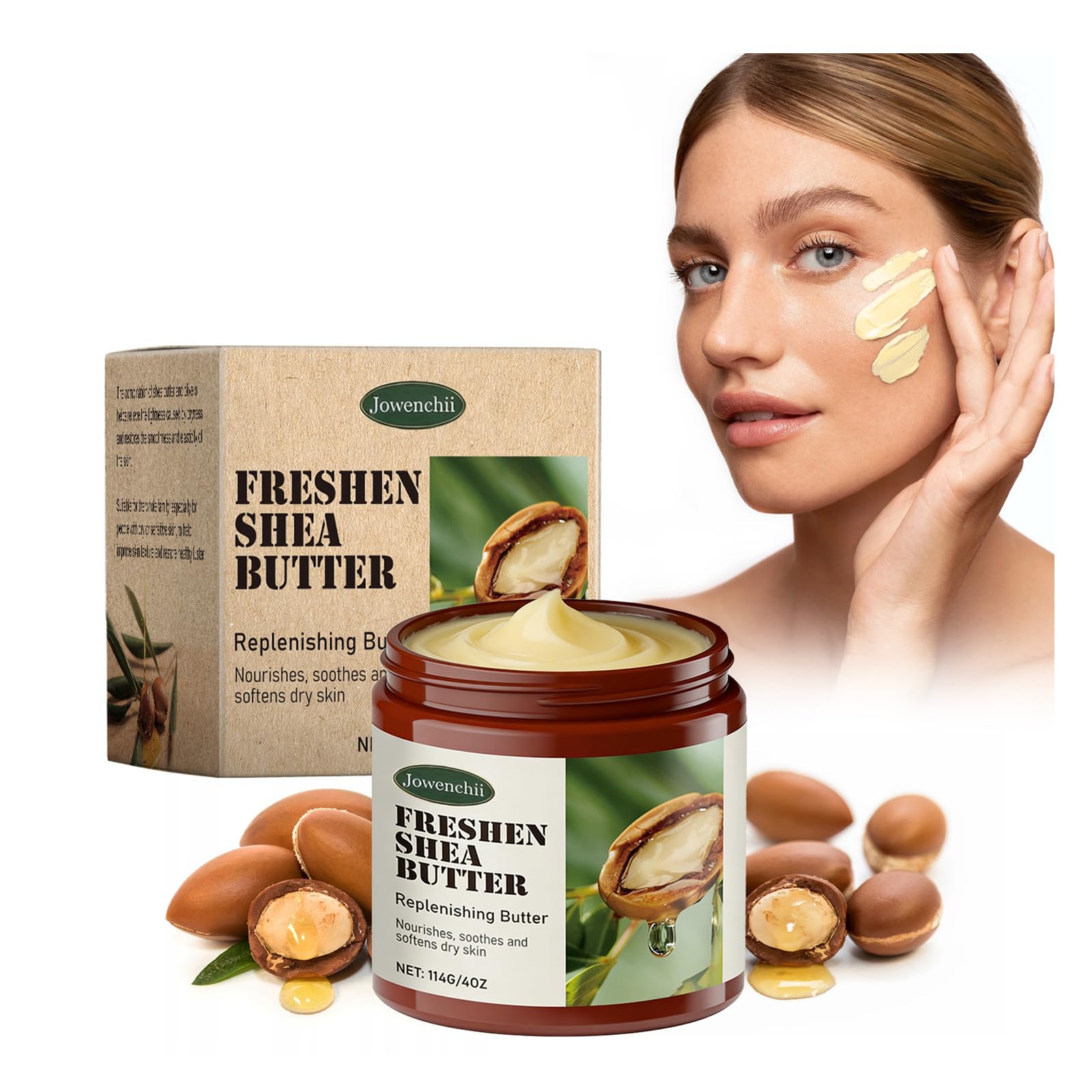 Sheabutter Bio – Feuchtigkeitsspendend und Nicht Fettend, Sheabutter für Körper, Gesicht und Haare, 100% Reine Natürliche Sheabutter Mit Vitamin A E & F für trockene Haut, 110g