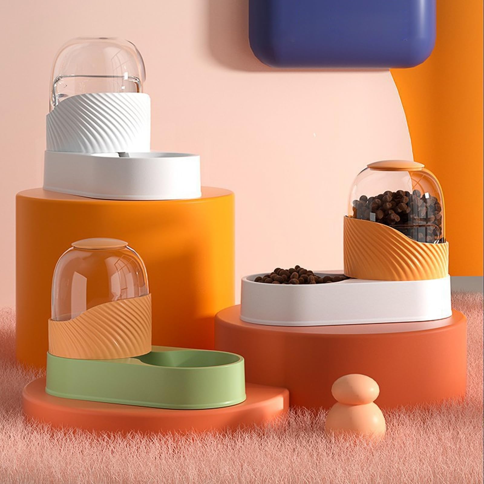 Juego Automático De Comedero Y Dispensador De Agua para Perros Y Gatos, Comedero Y Bebedero para Perros por Gravedad, Dispensador De Comida Y Agua para Gatos con Capacidad De 4L