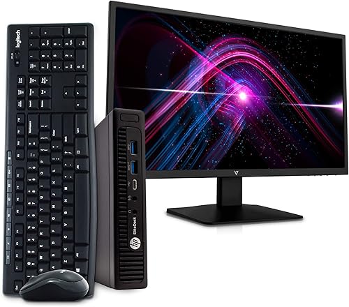 HP EliteDesk 800 G2 - Mini computadora de escritorio para negocios, Intel i5-6500T, 8 GB de RAM, SSD de 256 GB, Windows 10 Pro, nuevo monitor LED