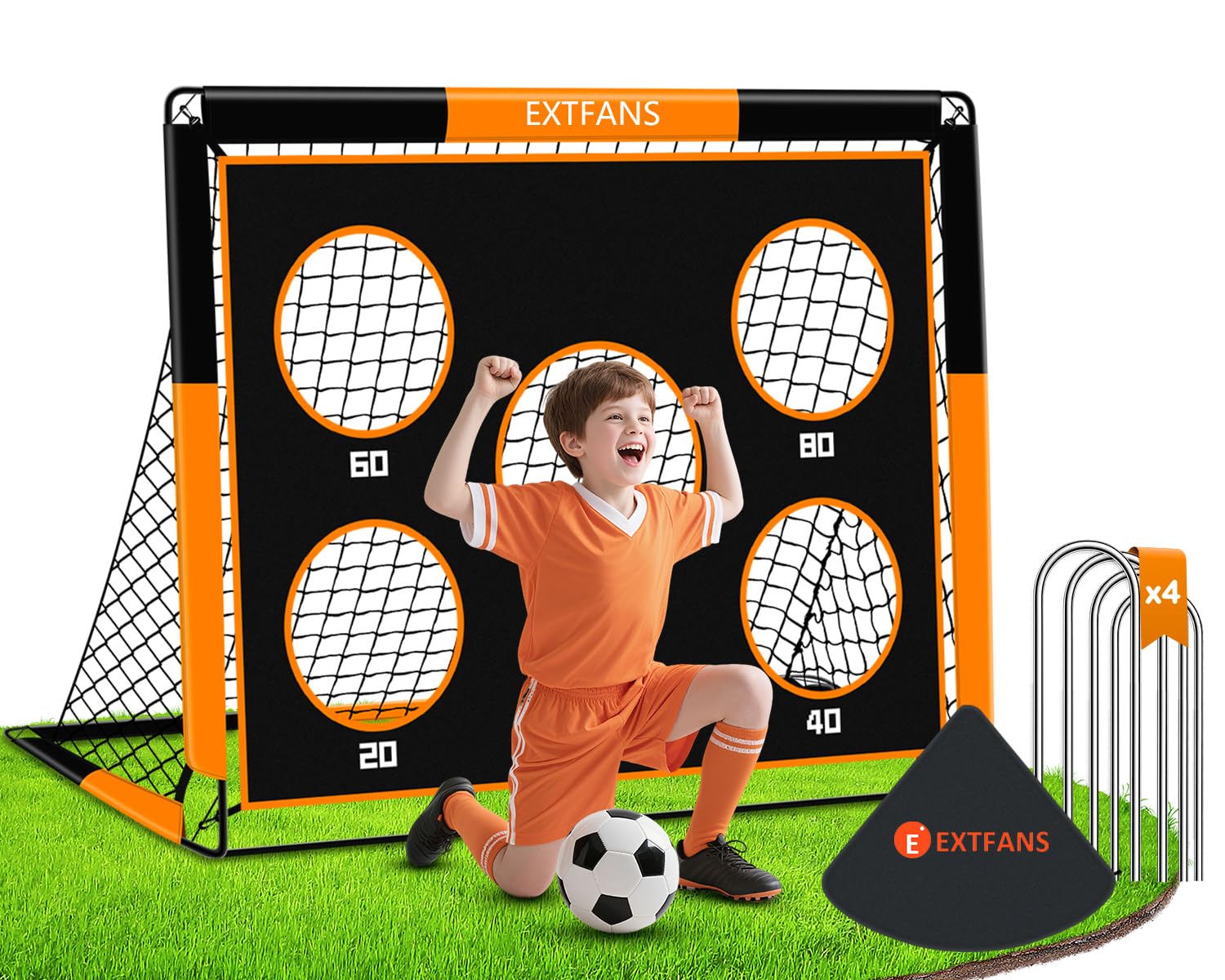 EXTFANS Fussballtore für Garten Kinder, 2-in-1 Fussballtor Outdoor mit Trainingsnetz, Fußballtor Kinder Trainingsset für Eltern-Kind-Bindung, Familieninteraktion