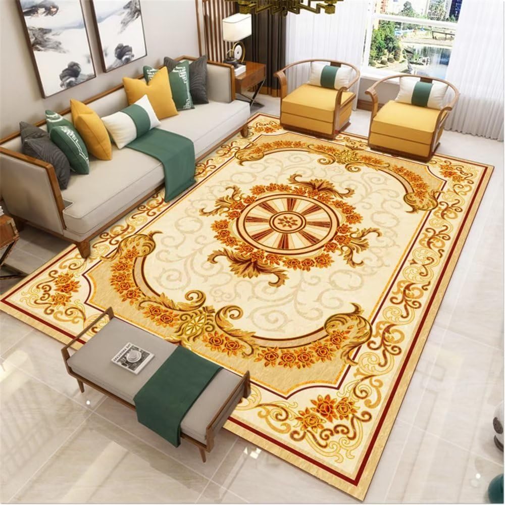 Tapis géométrique marbre brun 200x250cm pour sublimer le sol d'une chambre adulte