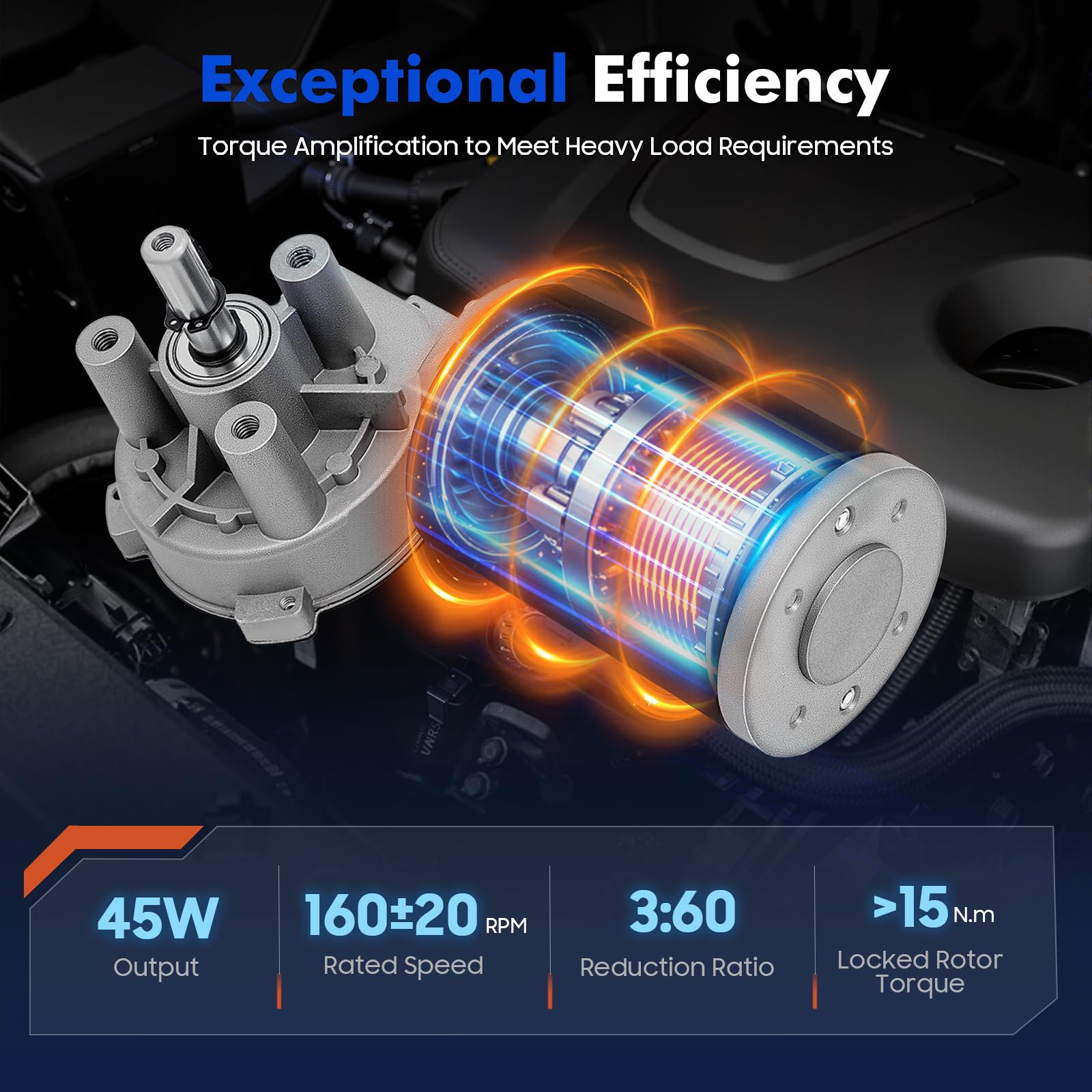 Motor de engranaje CC 45 W 24 V CC tornillo sin fin 160 rpm alto par para puertas automáticas