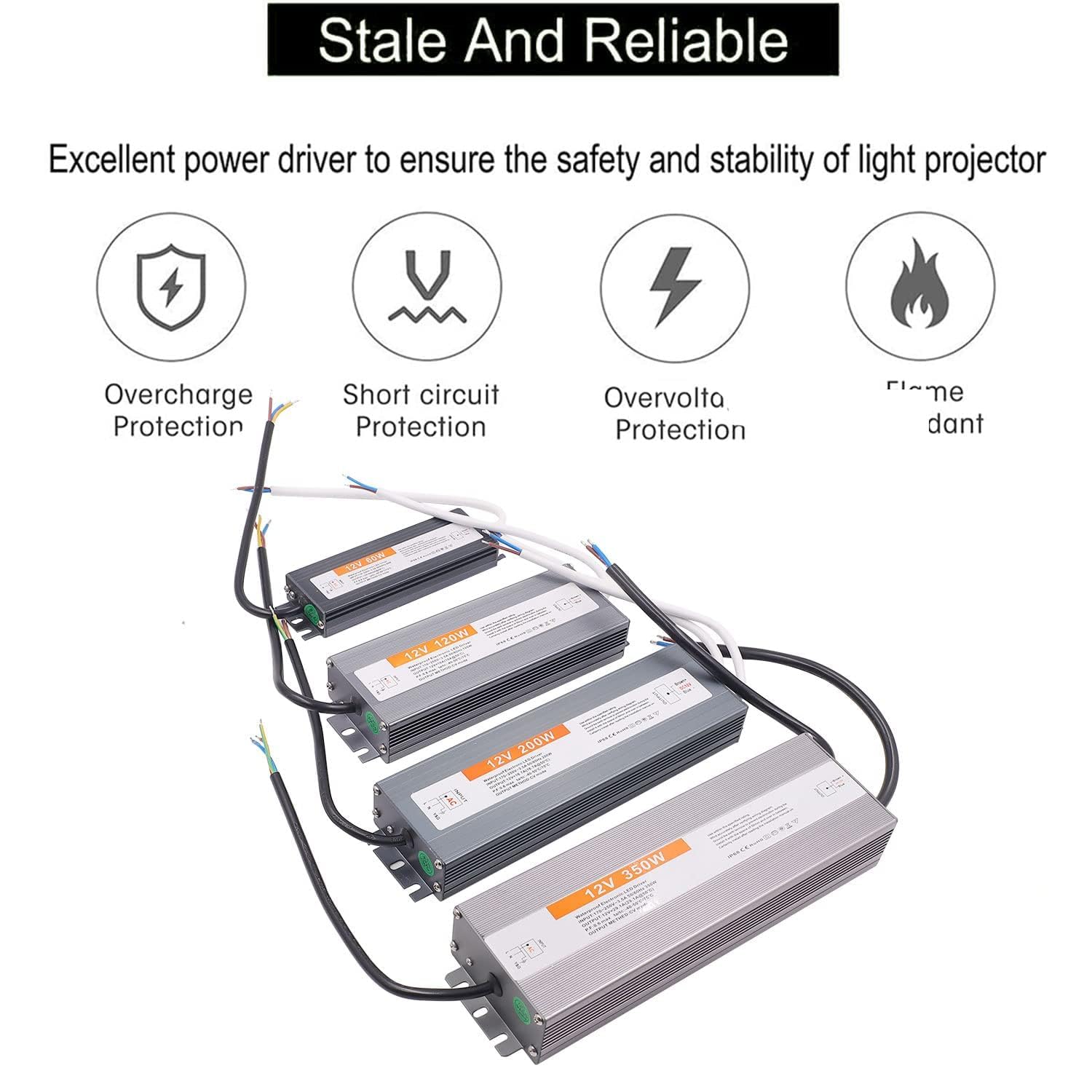 LED Transformador, AC170-250V a DC12V LED fuente de alimentación de conmutación, IP67 impermeable transformador adaptador de fuente de alimentación para iluminación LED tira (600W,12V)